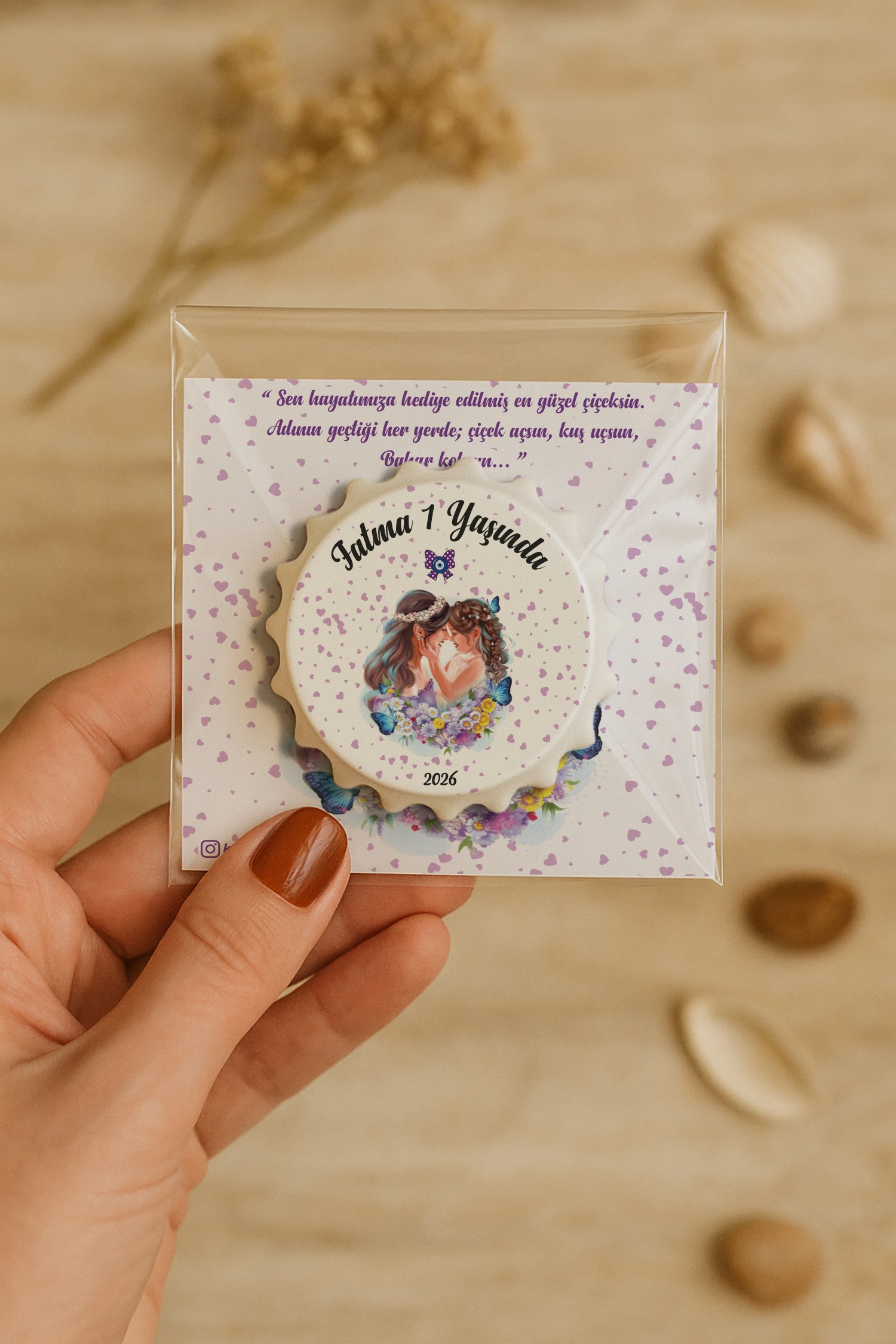 Anne Bebek Temalı Kartlı Kapak Açacak Magnet