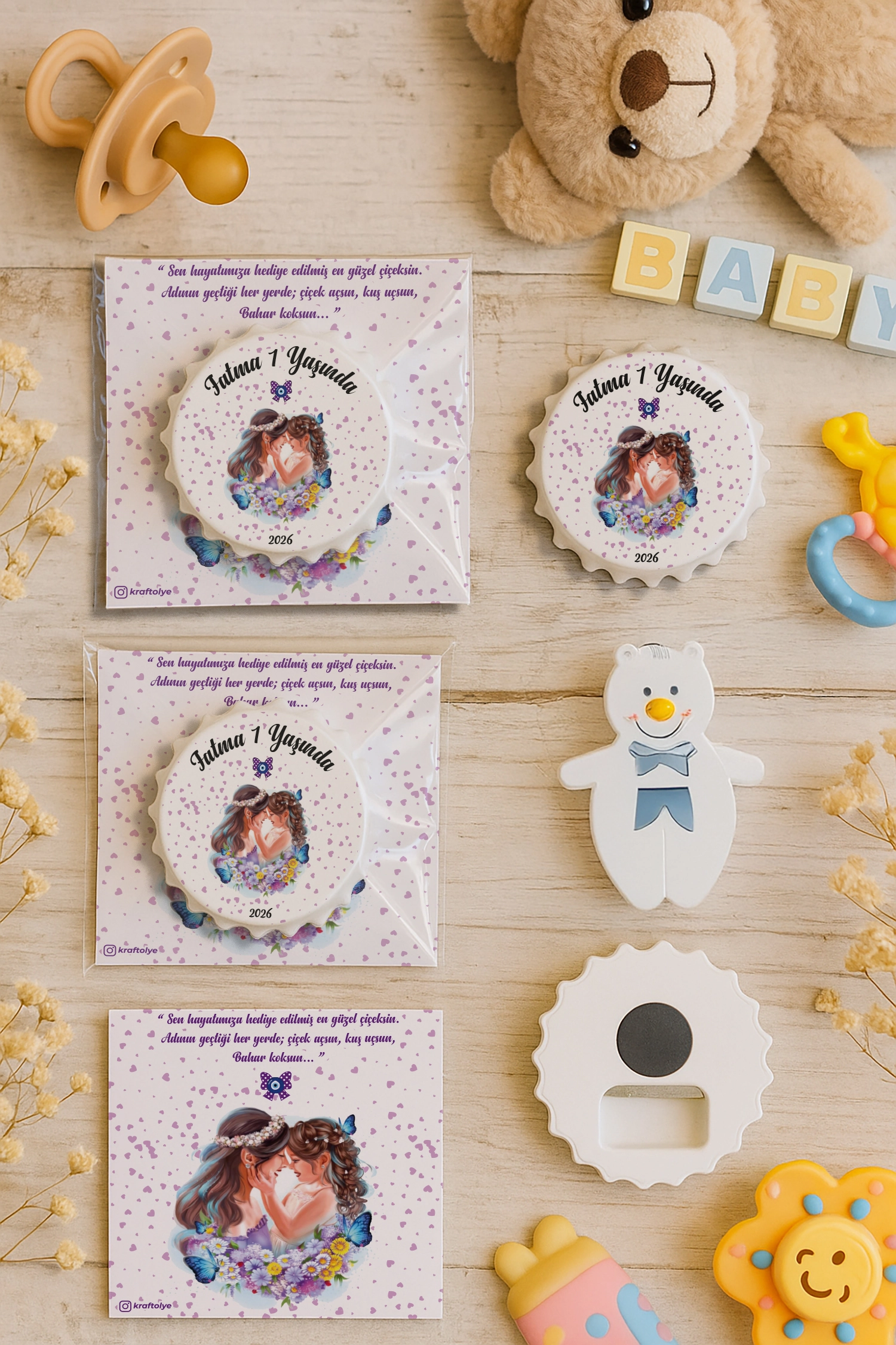 Anne Bebek Temalı Kartlı Kapak Açacak Magnet