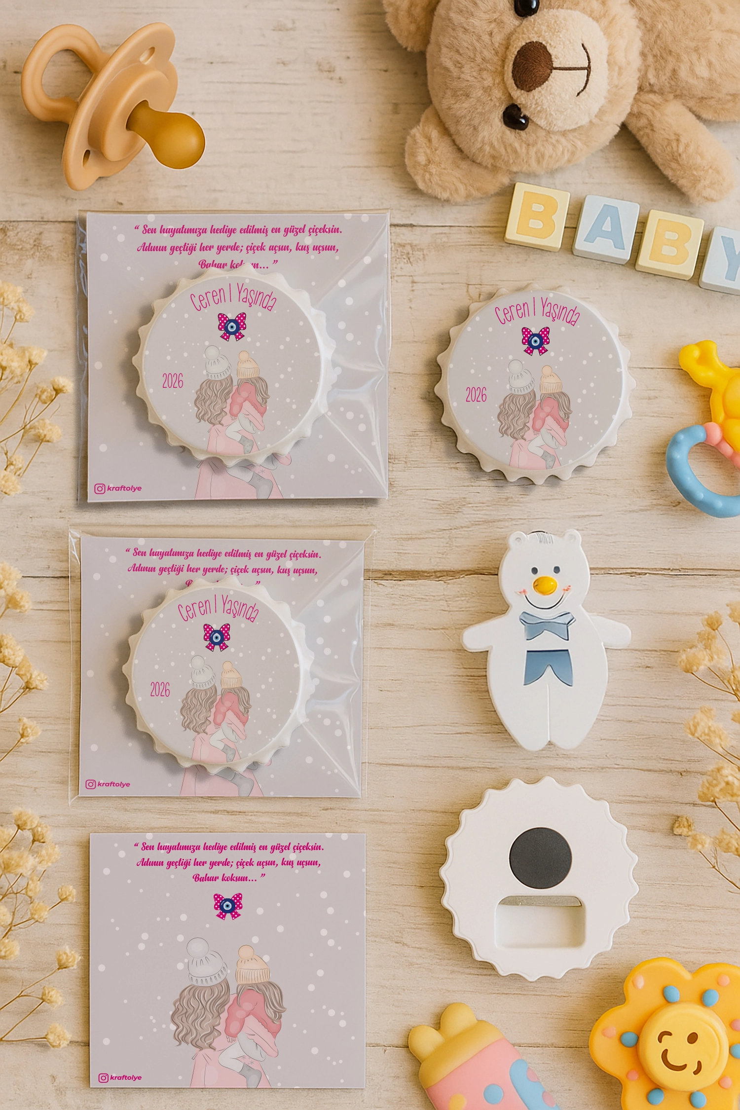 Anne Bebek Temalı Kartlı Kapak Açacak Magnet