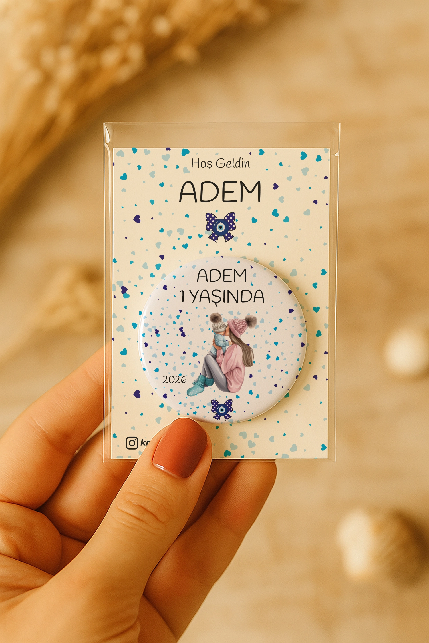 Anne Bebek Temalı Kartlı Metal Açacak Magnet