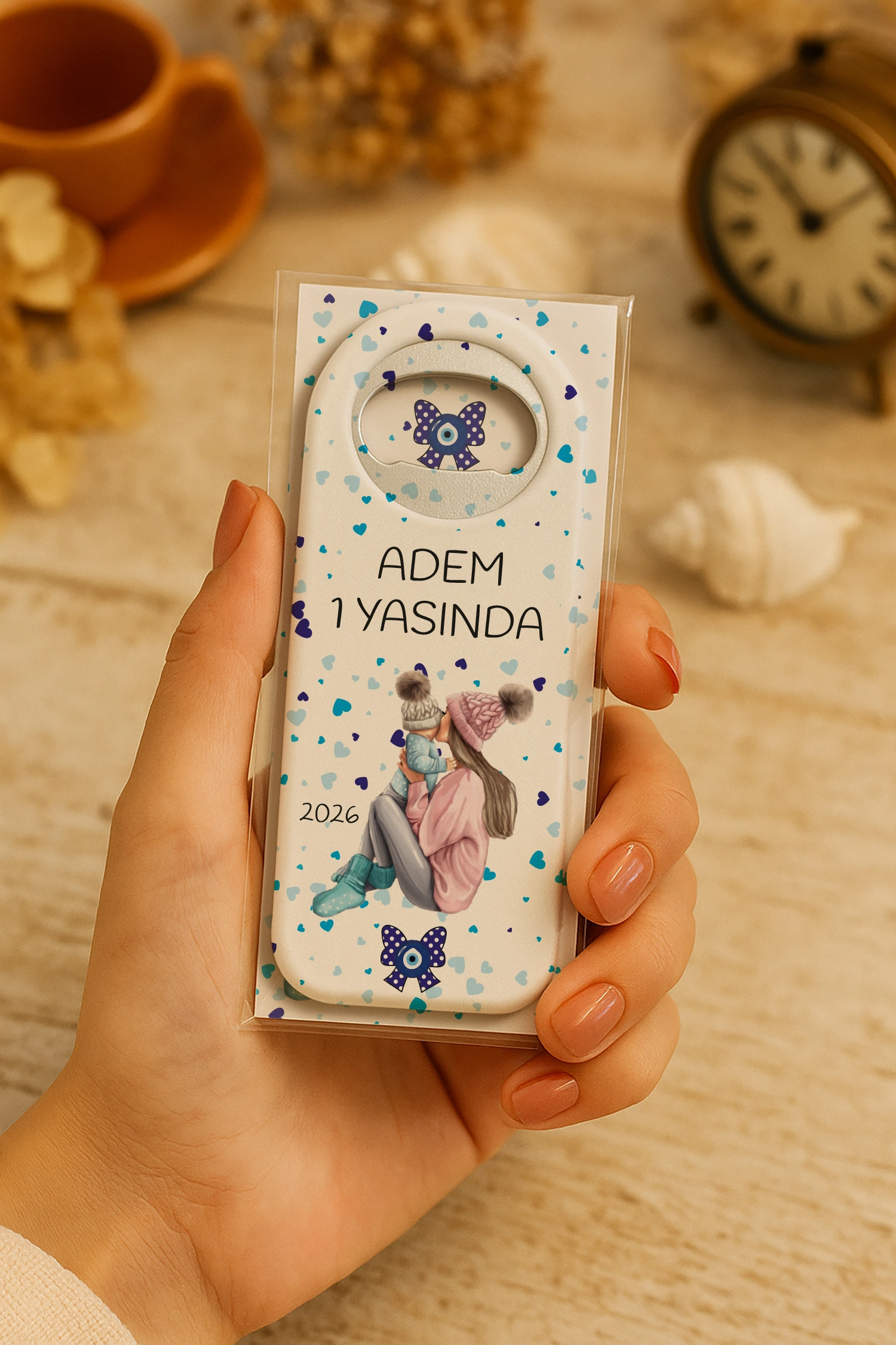 Anne Bebek Temalı Kartlı Uzun Açacak Magnet