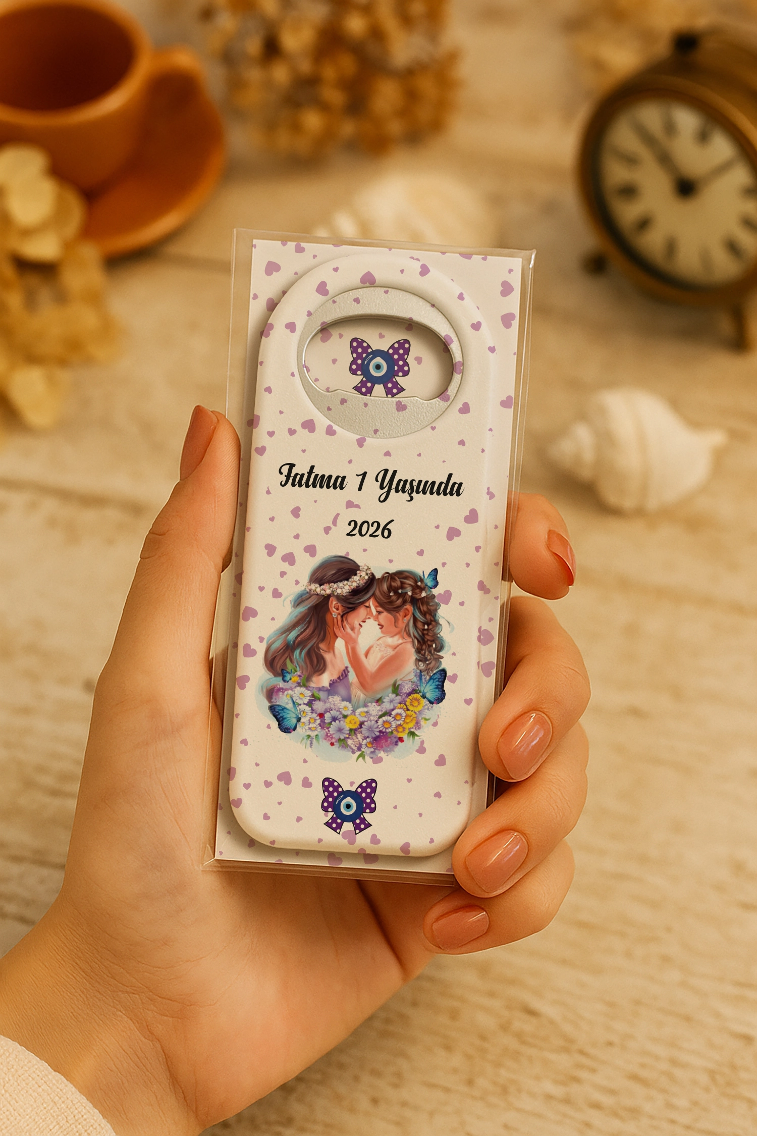 Anne Bebek Temalı Kartlı Uzun Açacak Magnet