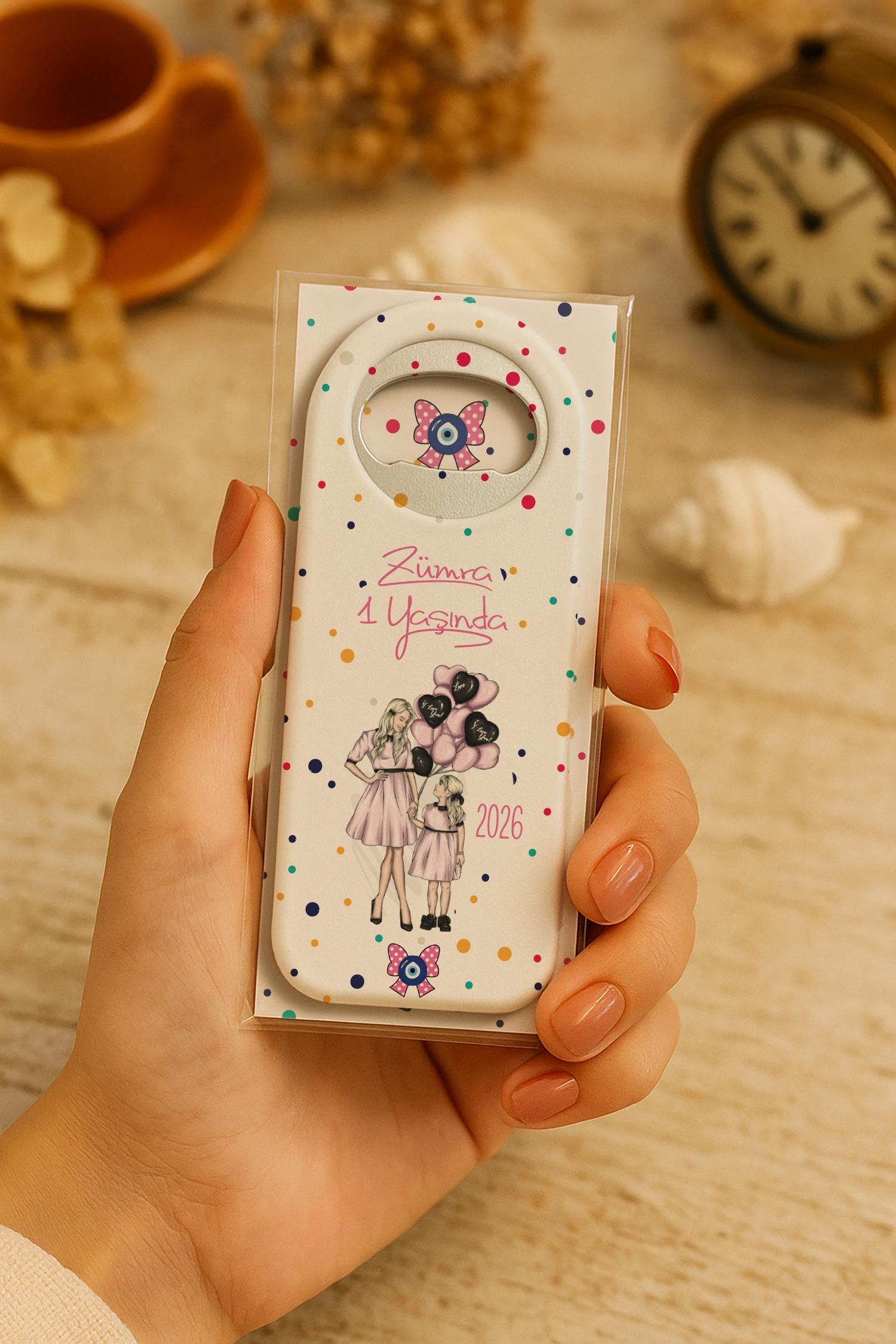 Anne Bebek Temalı Kartlı Uzun Açacak Magnet