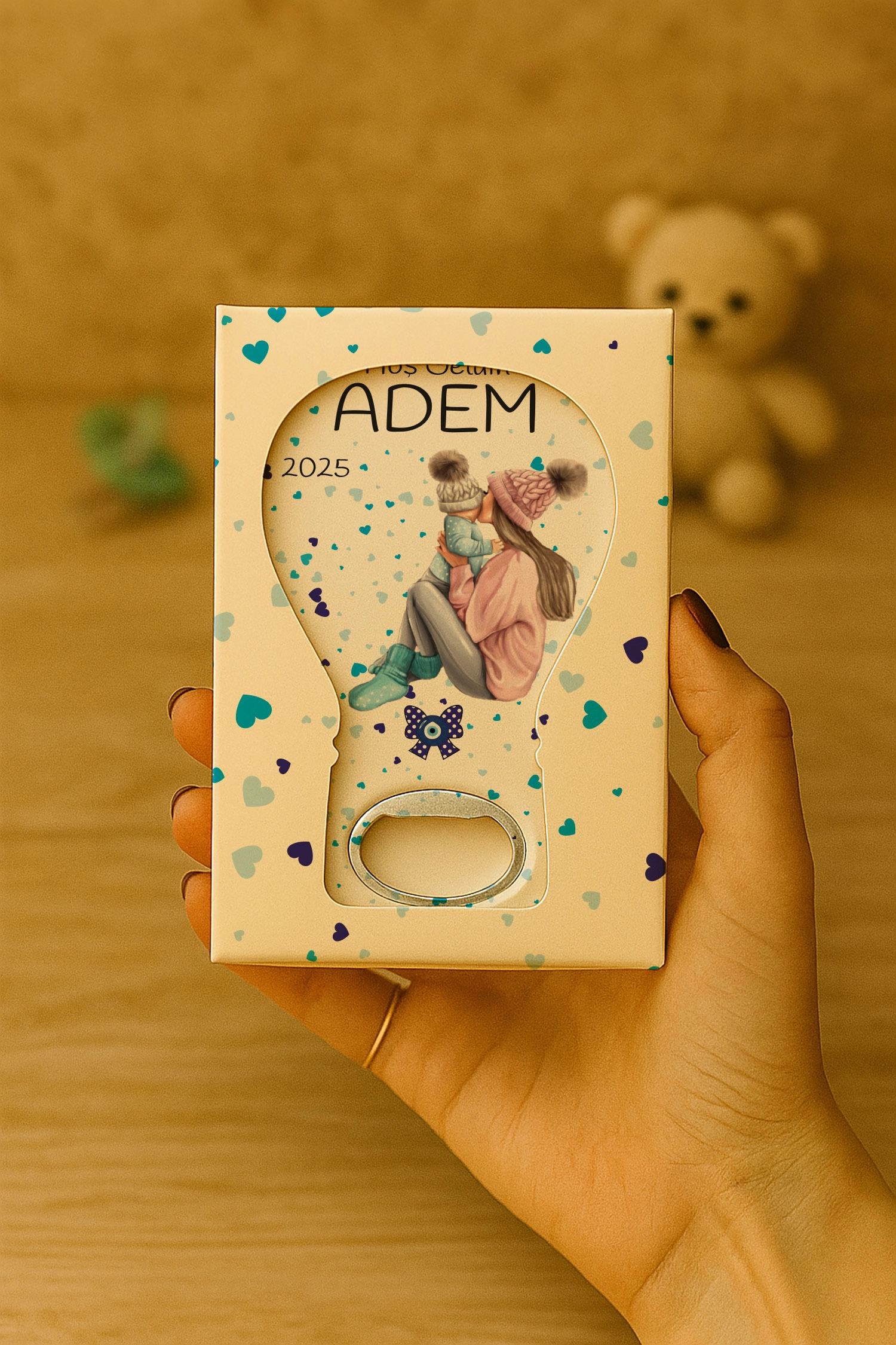Anne Bebek Temalı Kutulu Balon Açacak Magnet