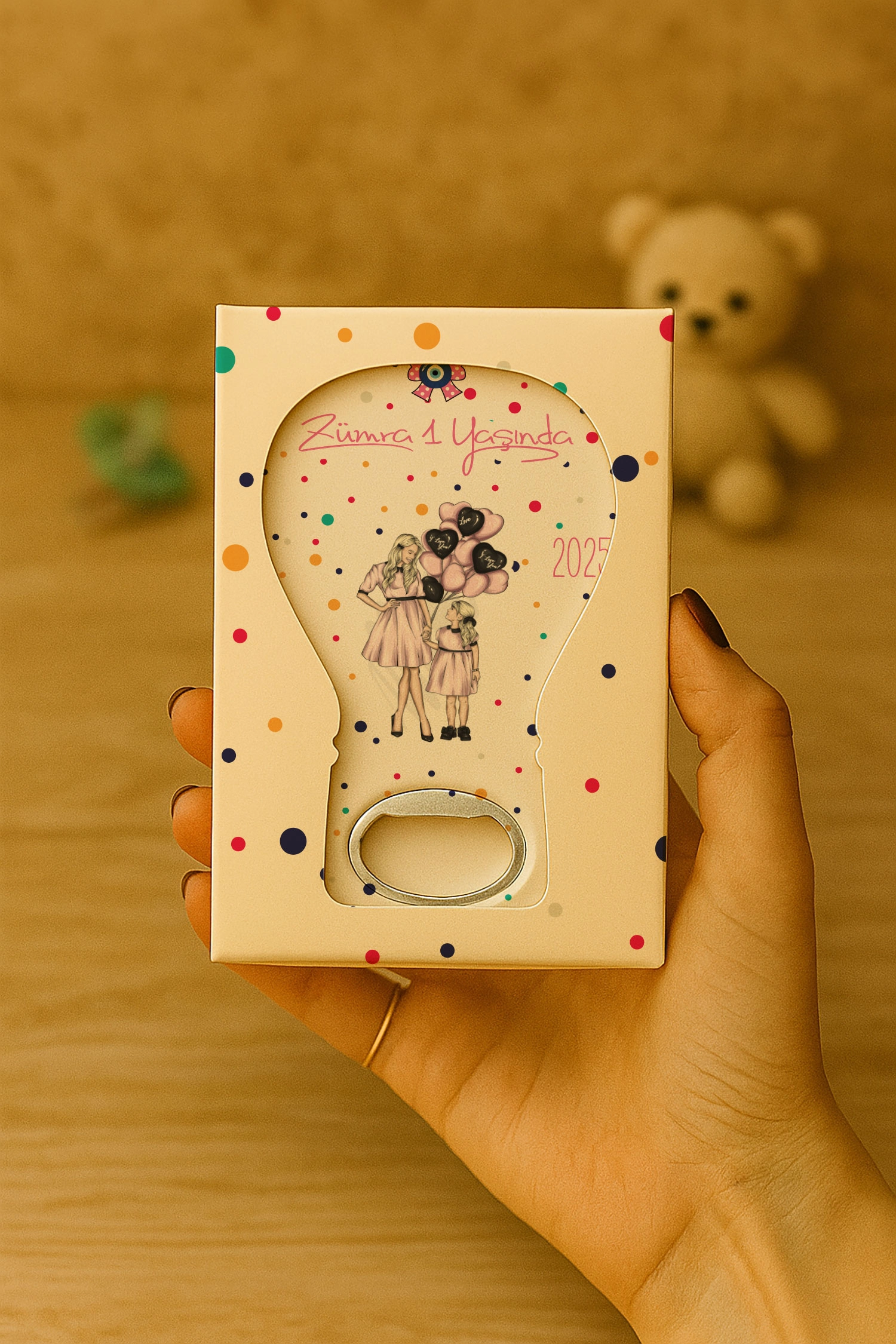 Anne Bebek Temalı Kutulu Balon Açacak Magnet