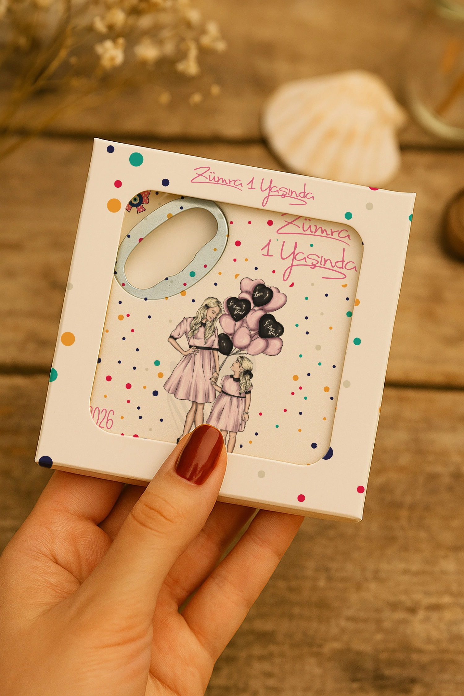 Anne Bebek Temalı Kutulu Kare Açacak Magnet