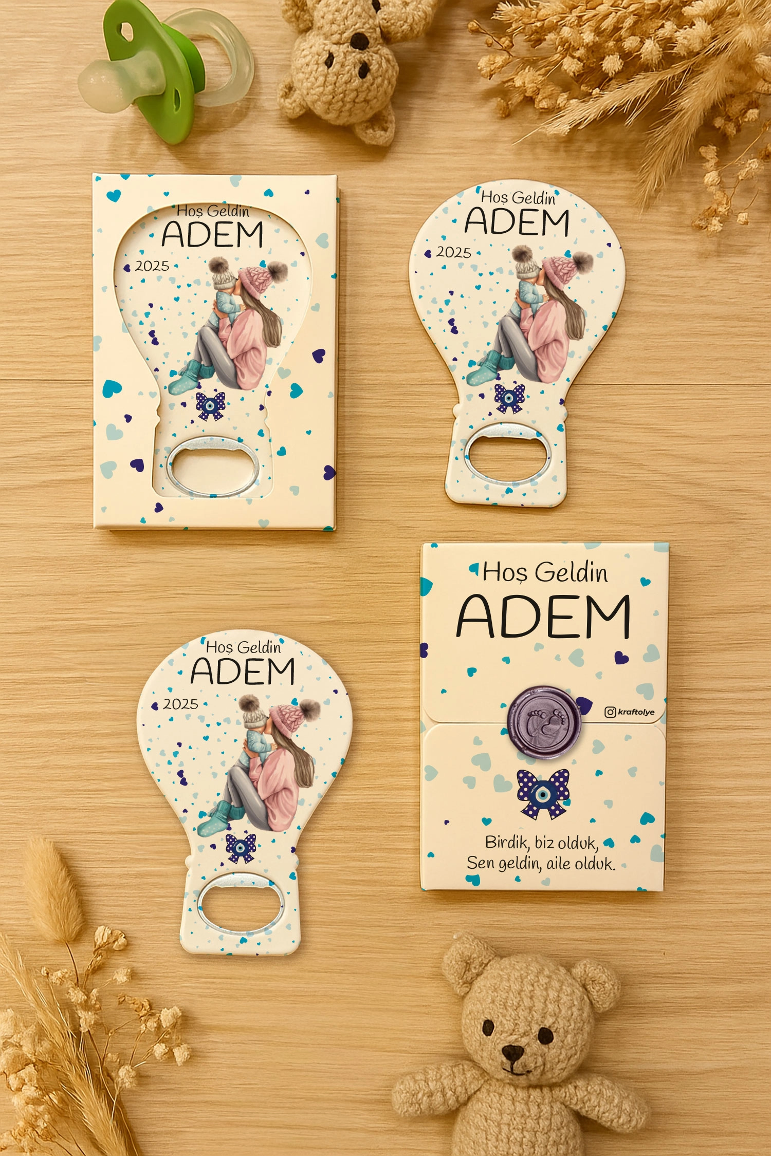 Anne Bebek Temalı Mühürlü Balon Açacak Magnet