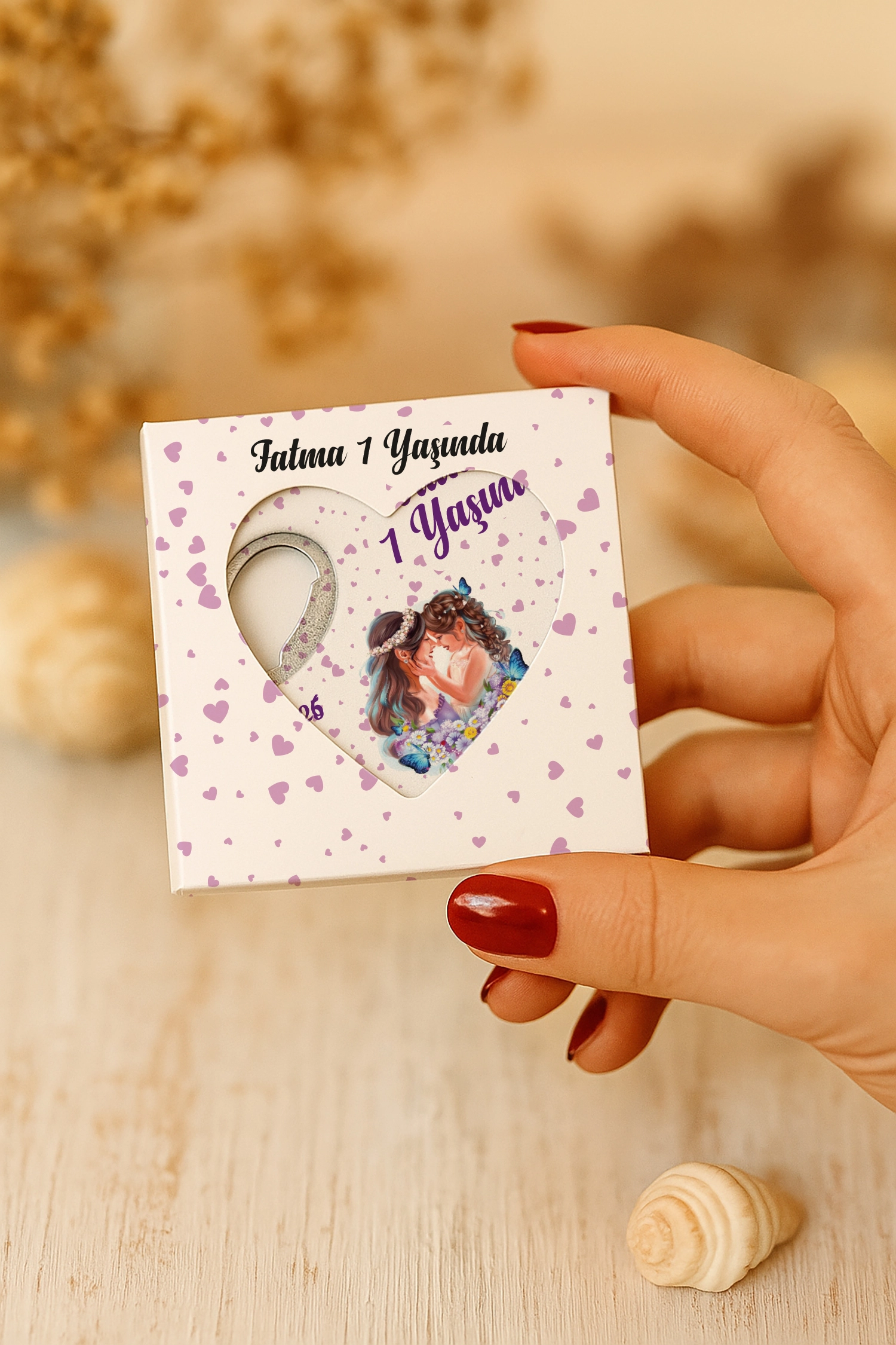 Anne Bebek Temalı Mühürlü Kalp Açacak Magnet