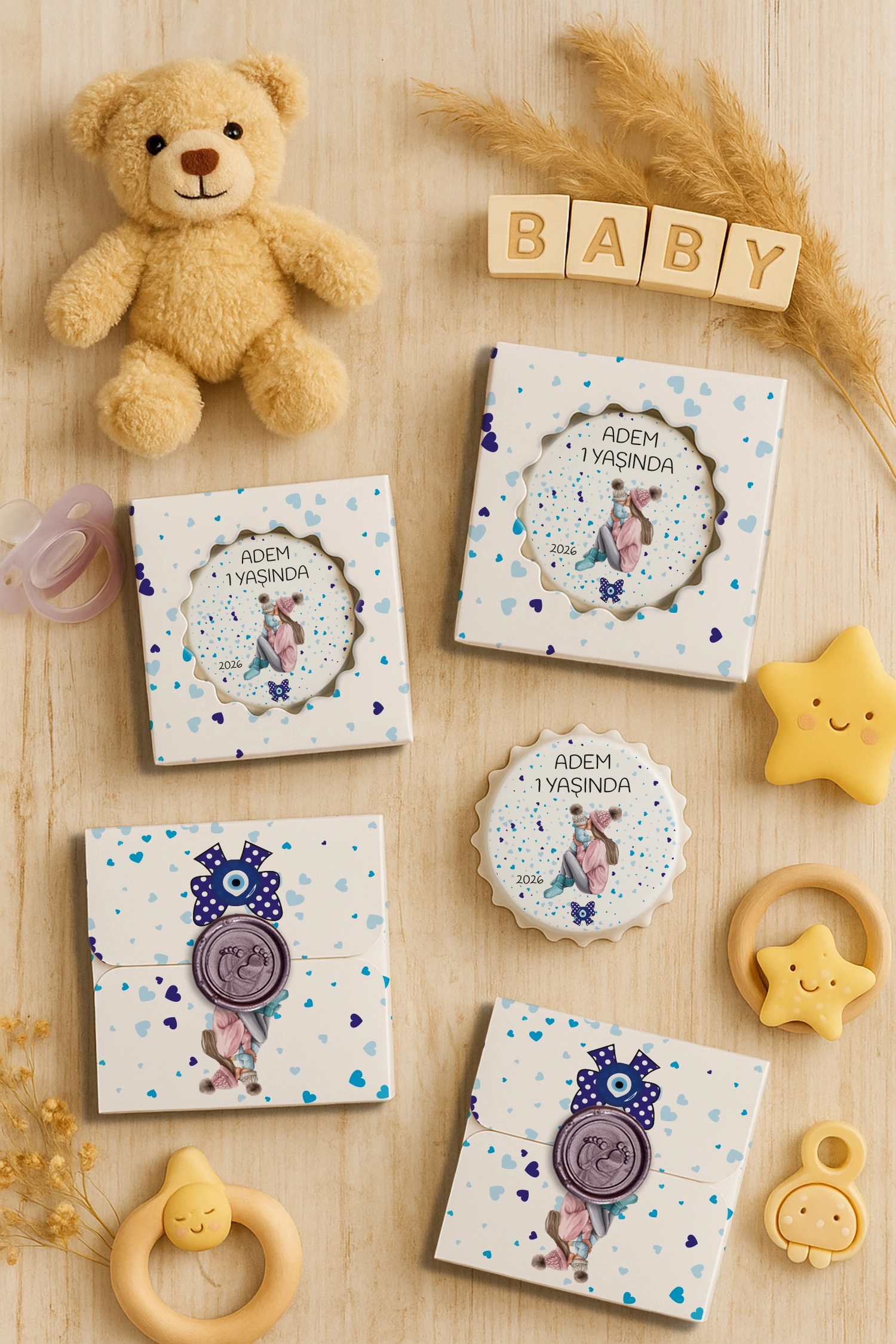 Anne Bebek Temalı Mühürlü Kapak Açacak Magnet