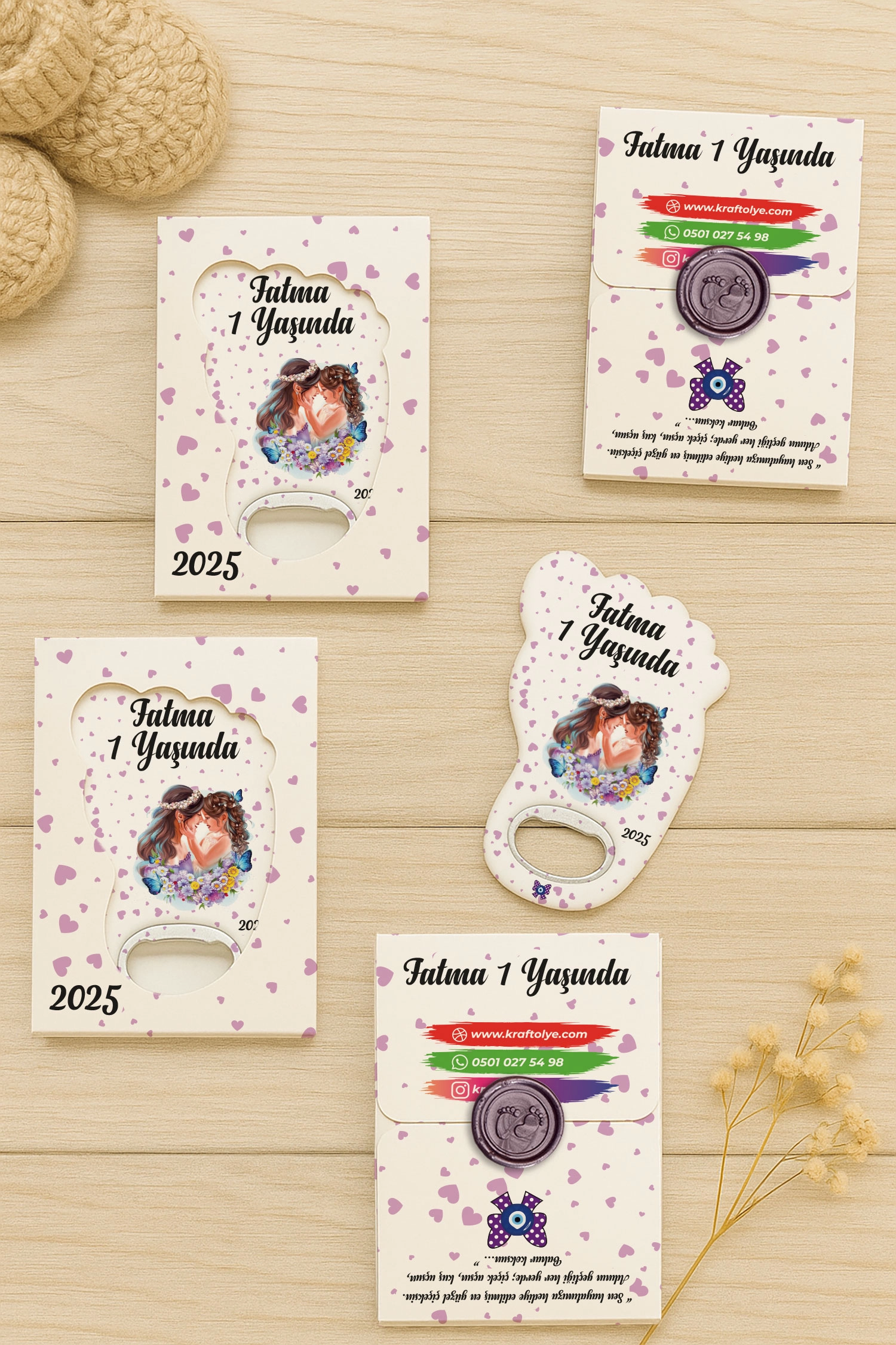 Anne Bebek Temalı Mühürlü Kutulu Ayak İzi Açacak Magnet