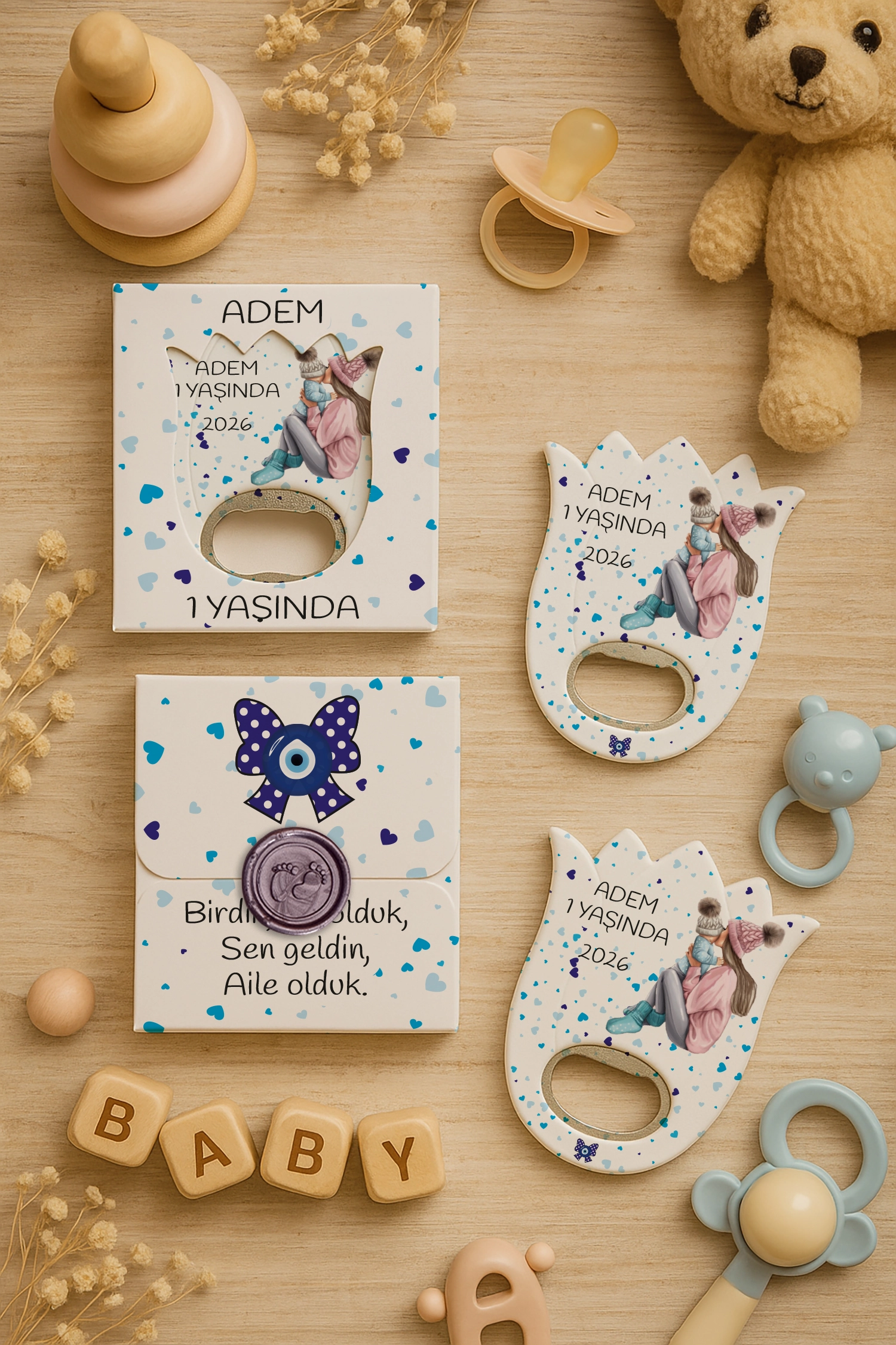 Anne Bebek Temalı Mühürlü Lale Açacak Magnet