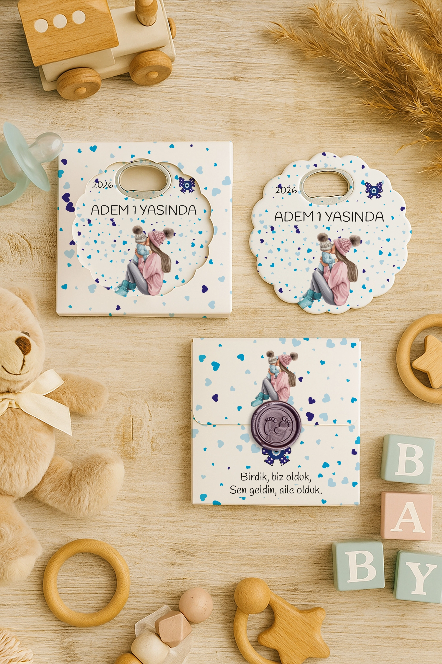 Anne Bebek Temalı Mühürlü Papatya Açacak Magnet