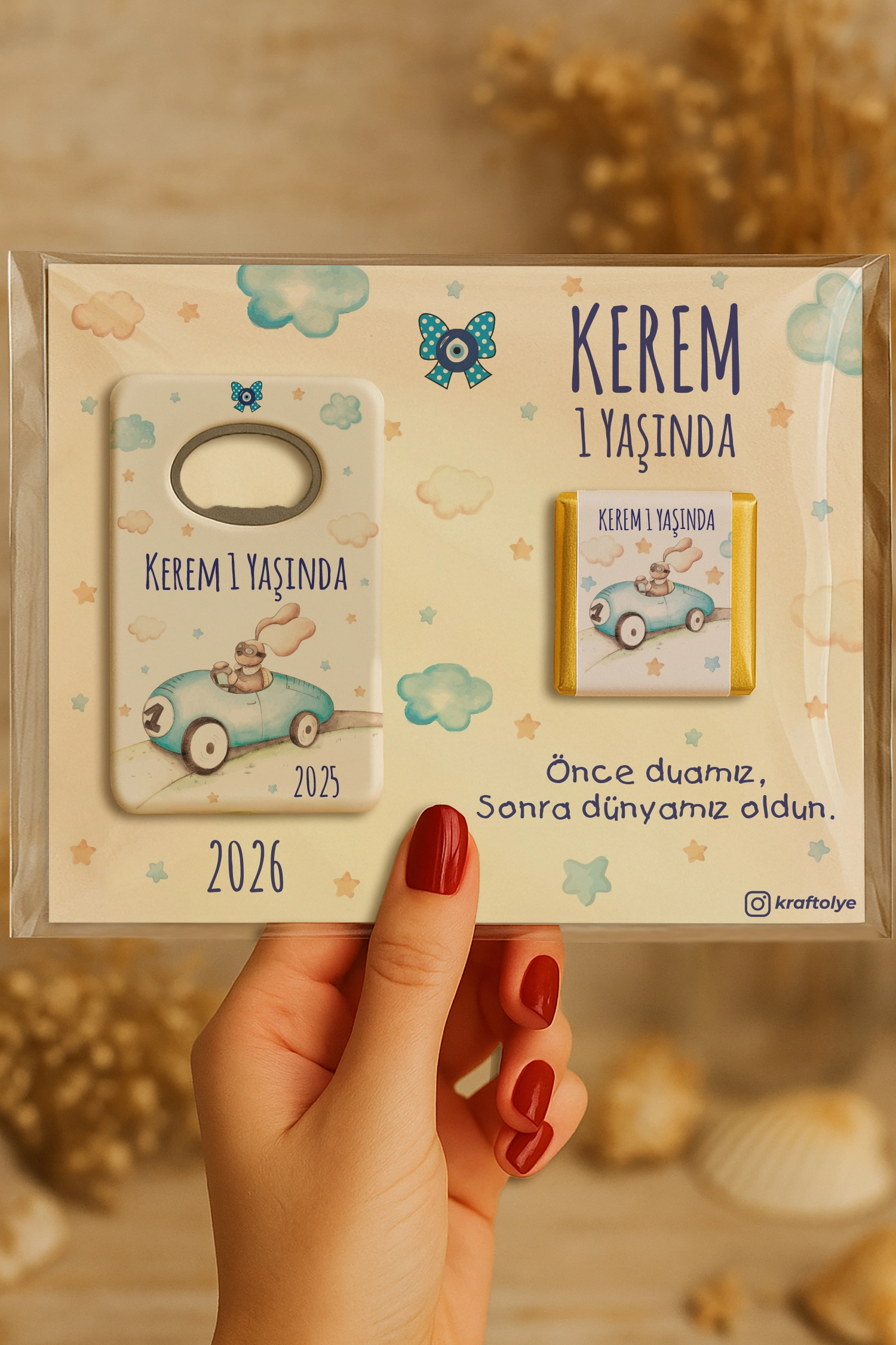 Araba Temalı Çikolatalı Dikdörtgen Açacak Magnet