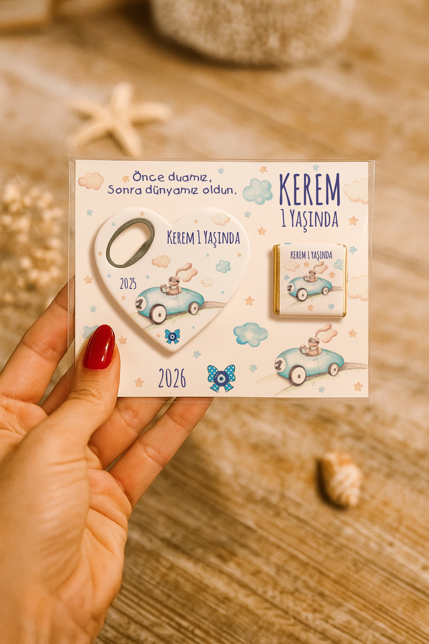 Araba Temalı Çikolatalı Kalp Açacak Magnet