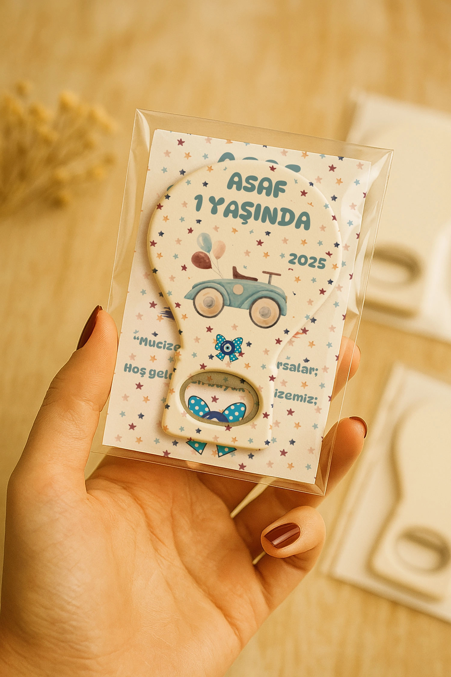 Araba Temalı Kartlı Balon Açacak Magnet