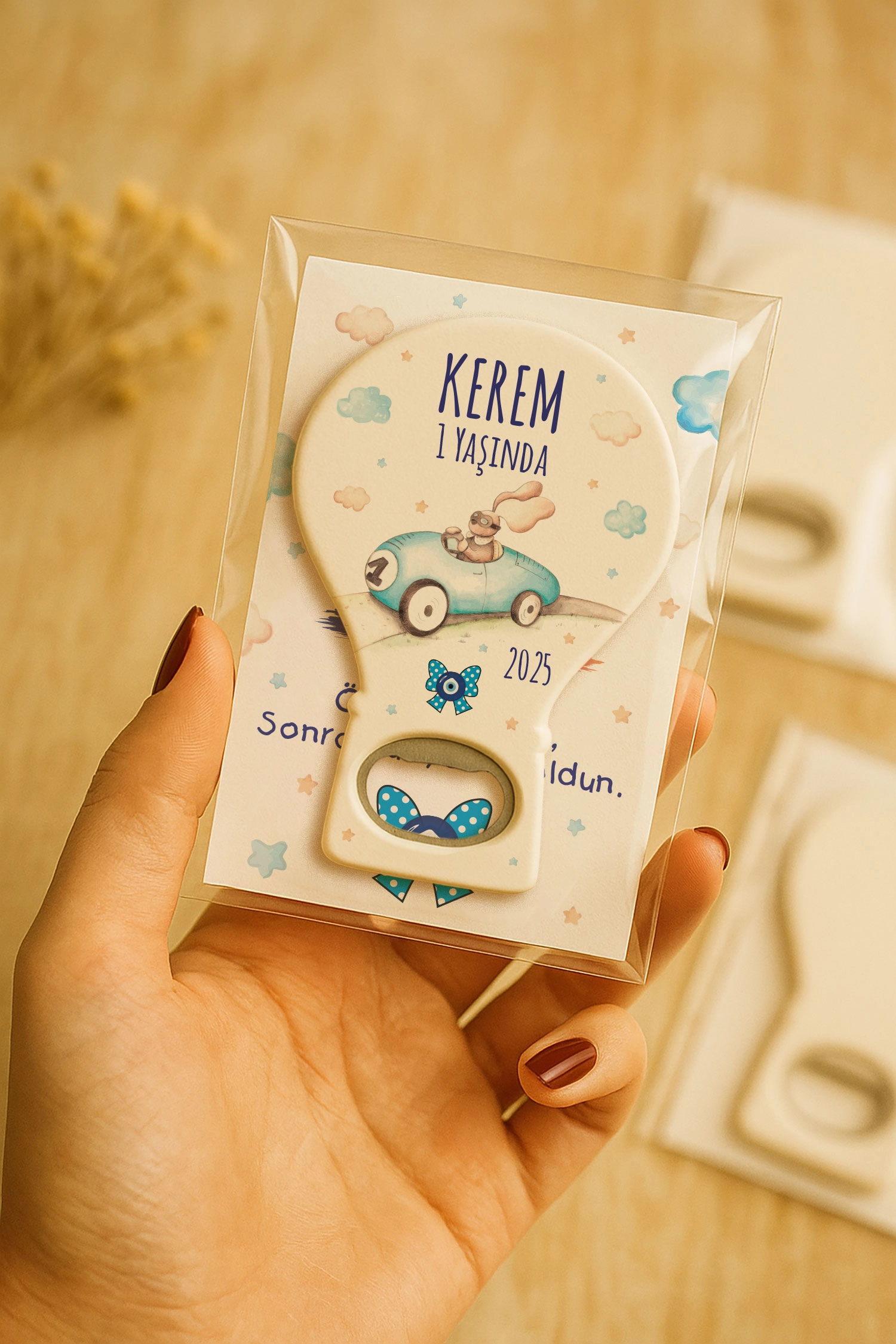 Araba Temalı Kartlı Balon Açacak Magnet