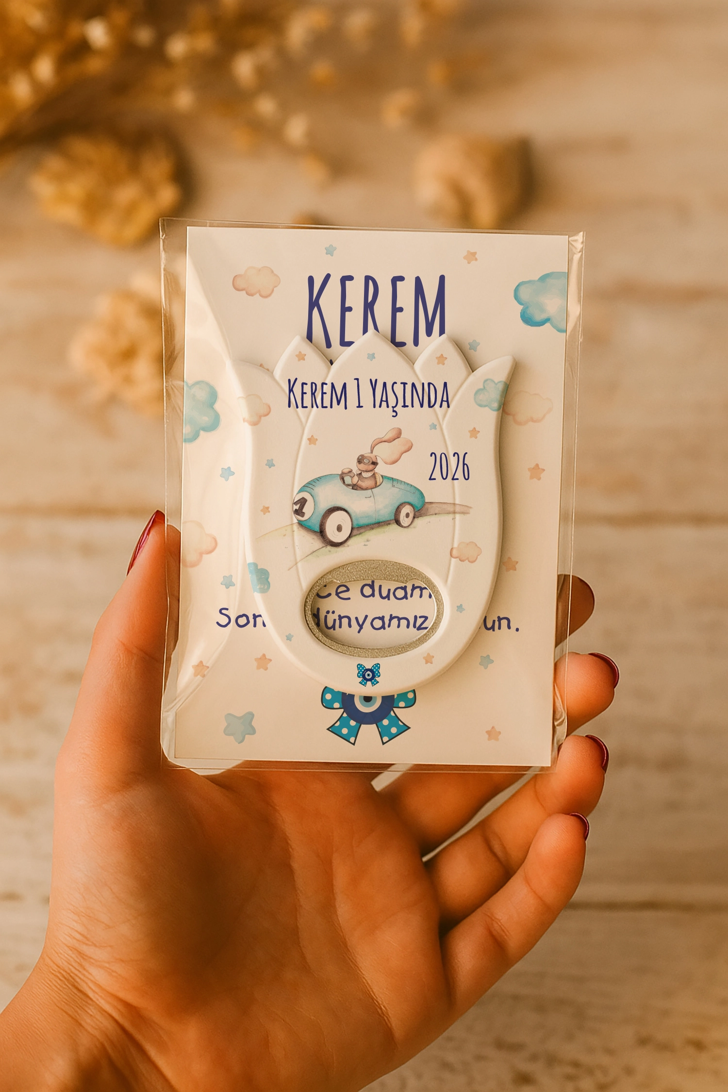 Araba Temalı Kartlı Lale Açacak Magnet