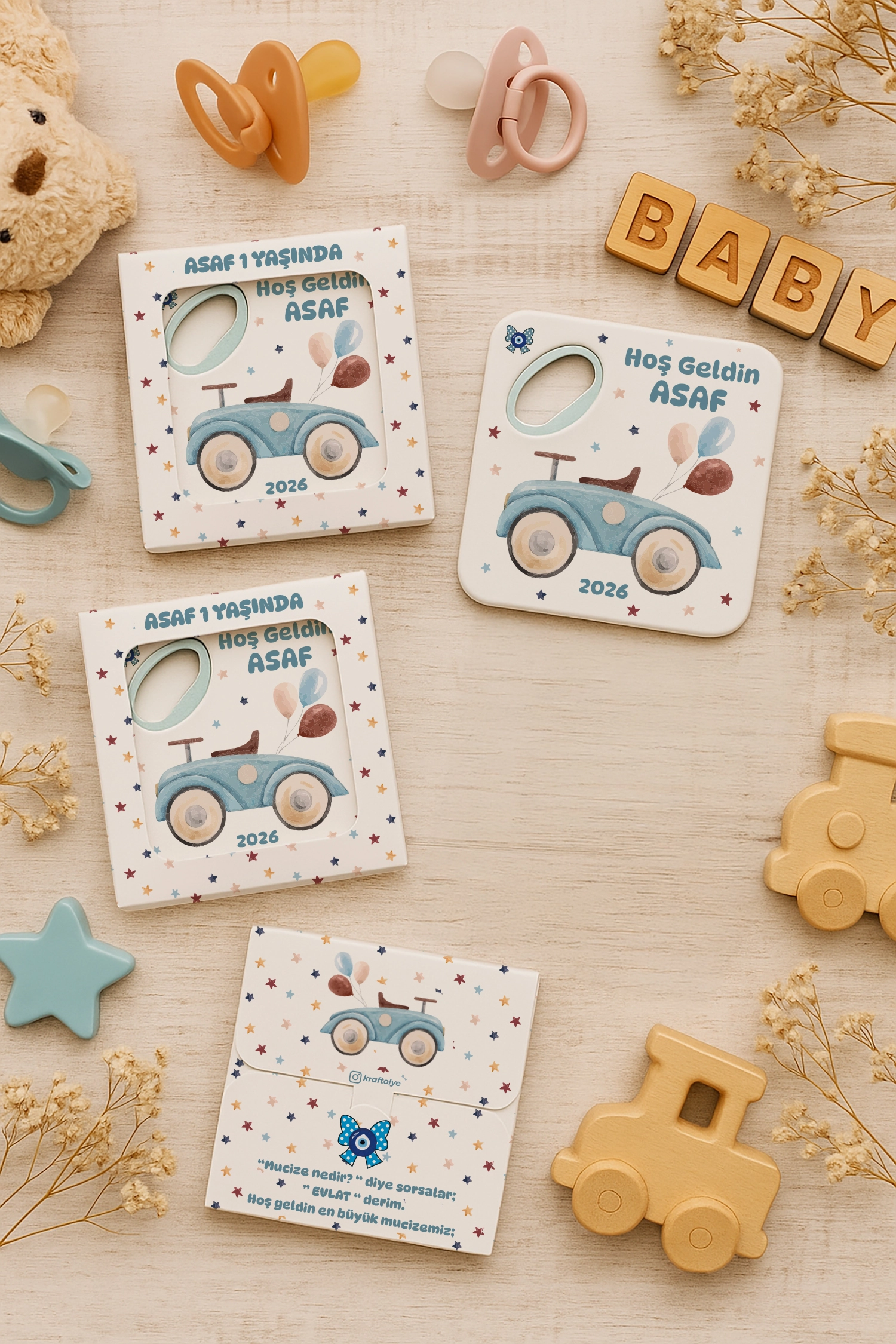 Araba Temalı Kutulu Kare Açacak Magnet