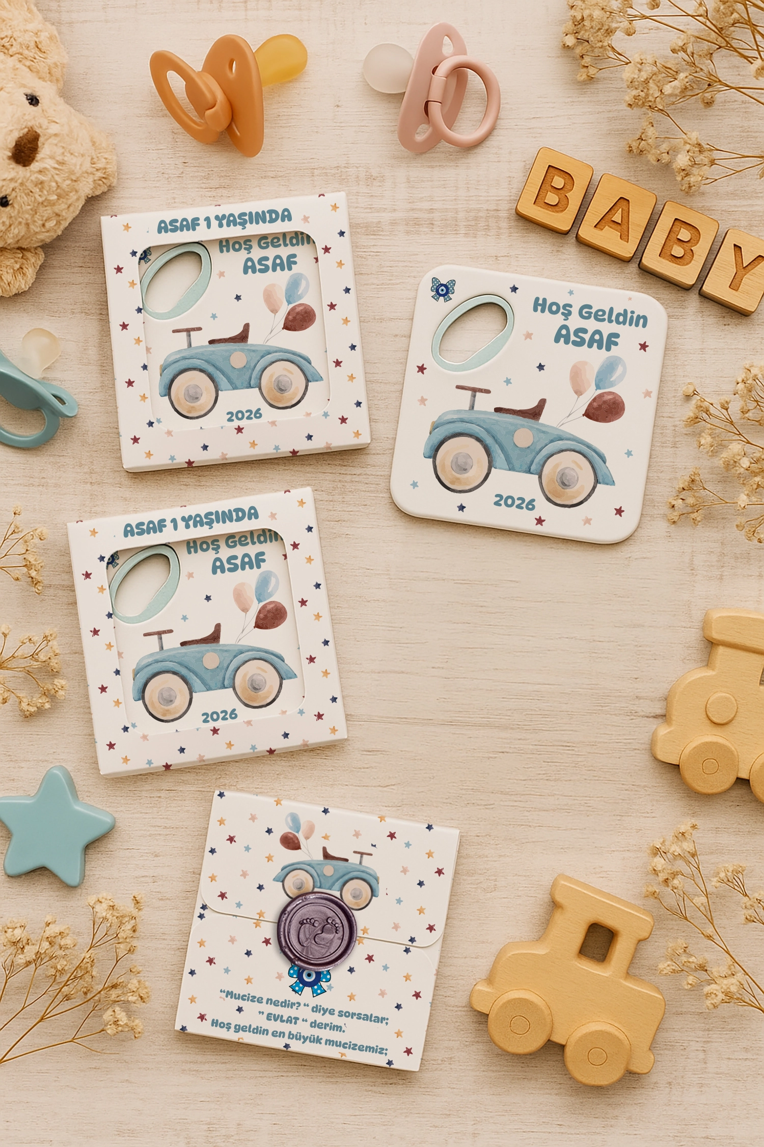 Araba Temalı Mühürlü Kare Açacak Magnet