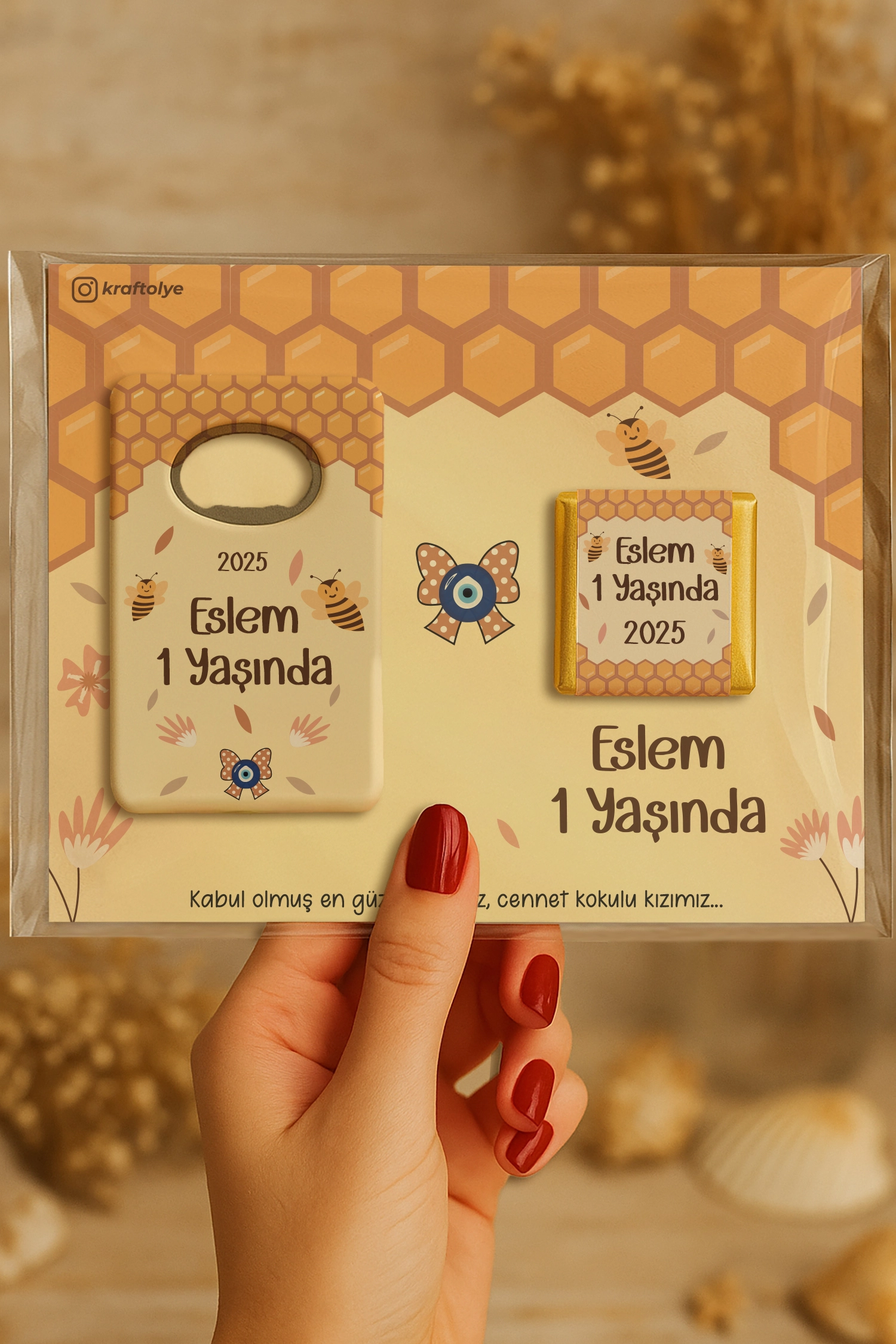 Arı Temalı Çikolatalı Dikdörtgen Açacak Magnet
