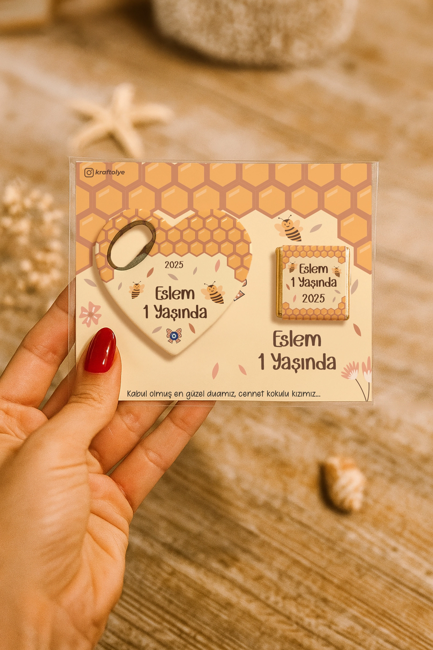 Arı Temalı Çikolatalı Kalp Açacak Magnet