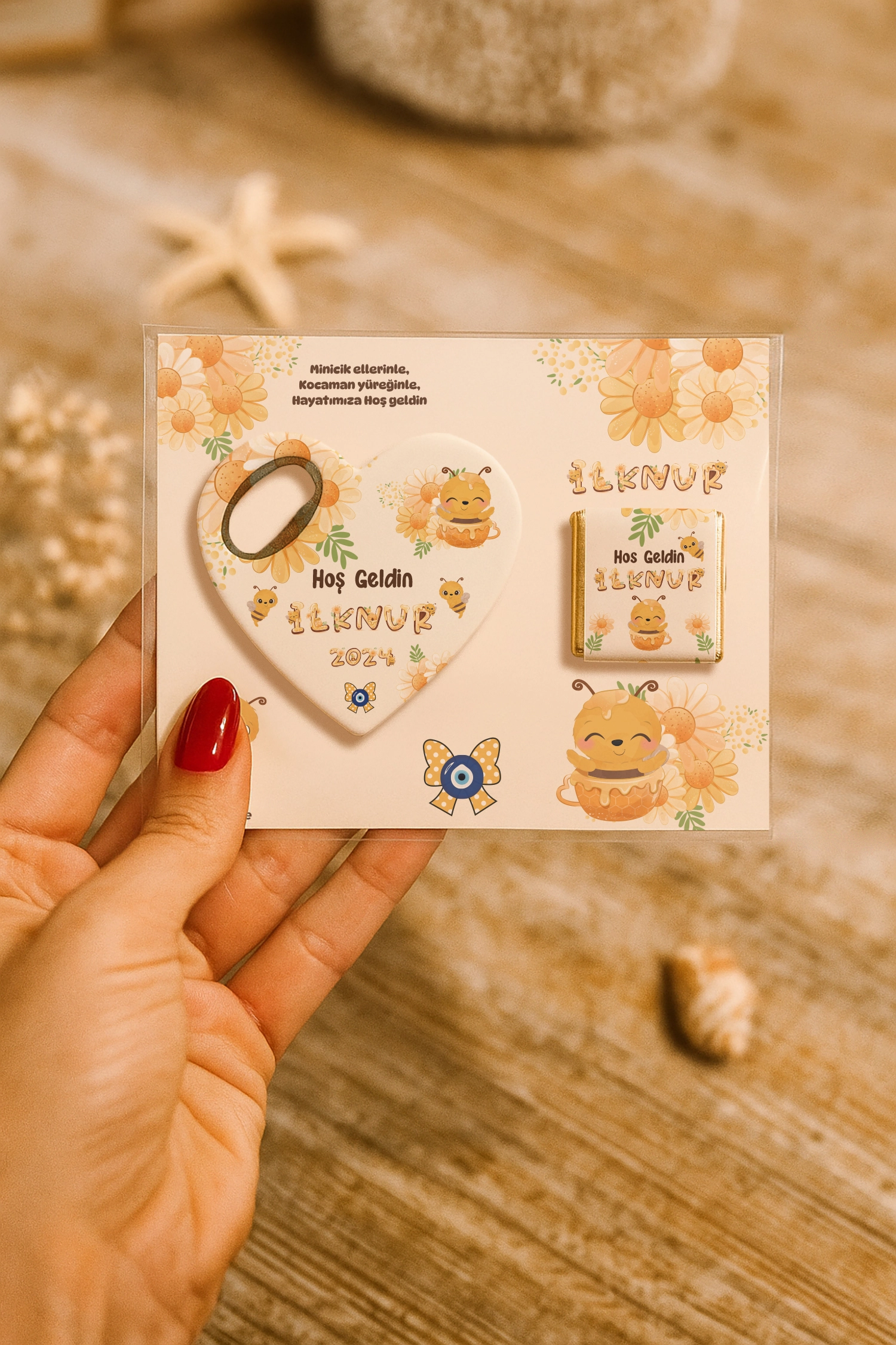 Arı Temalı Çikolatalı Kalp Açacak Magnet