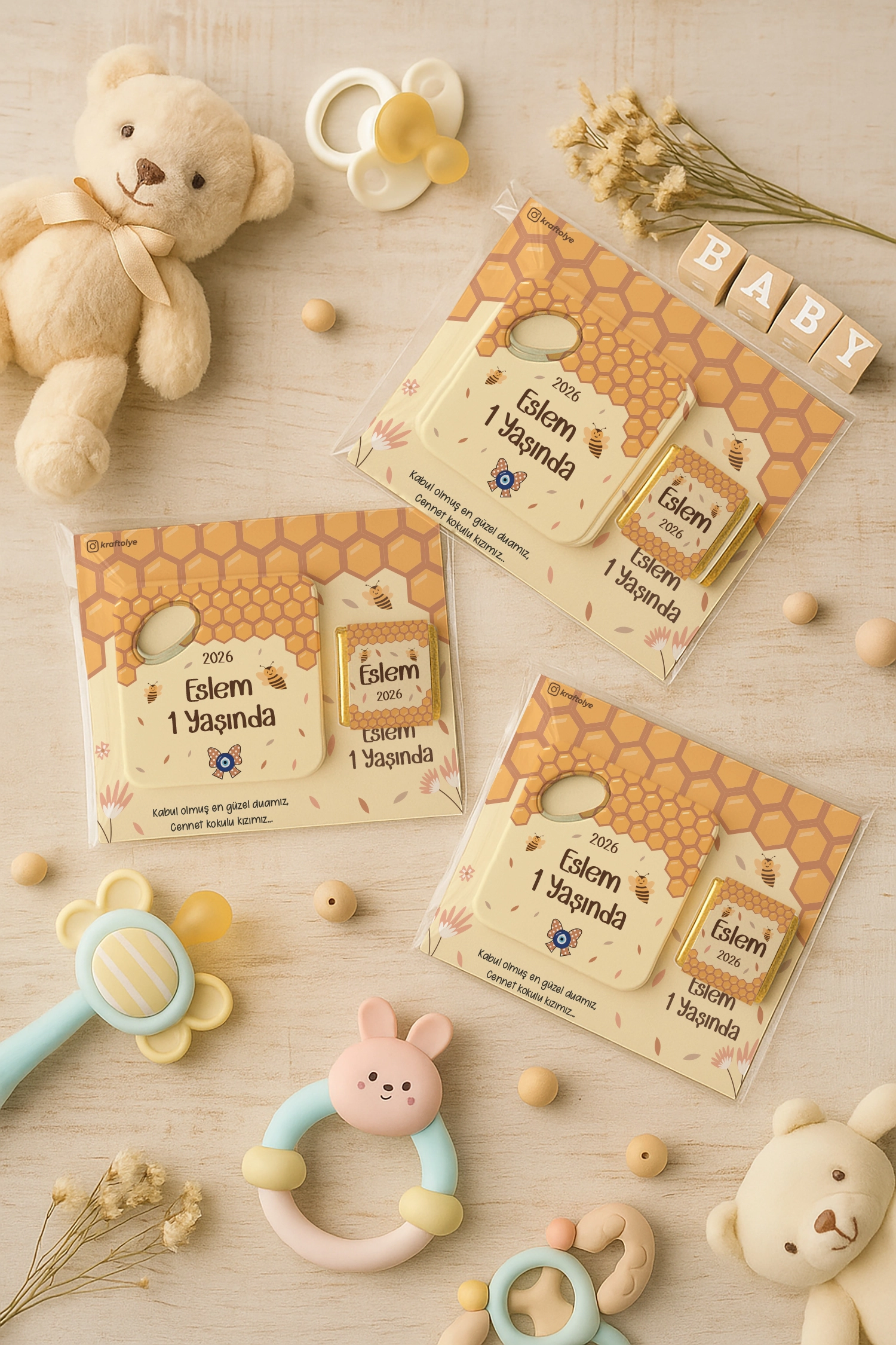 Arı Temalı Çikolatalı Kare Açacak Magnet