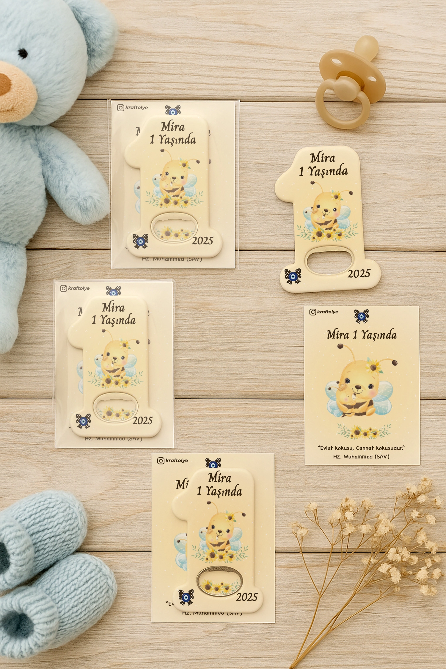 Arı Temalı Kartlı 1 Yaş Açacak Magnet