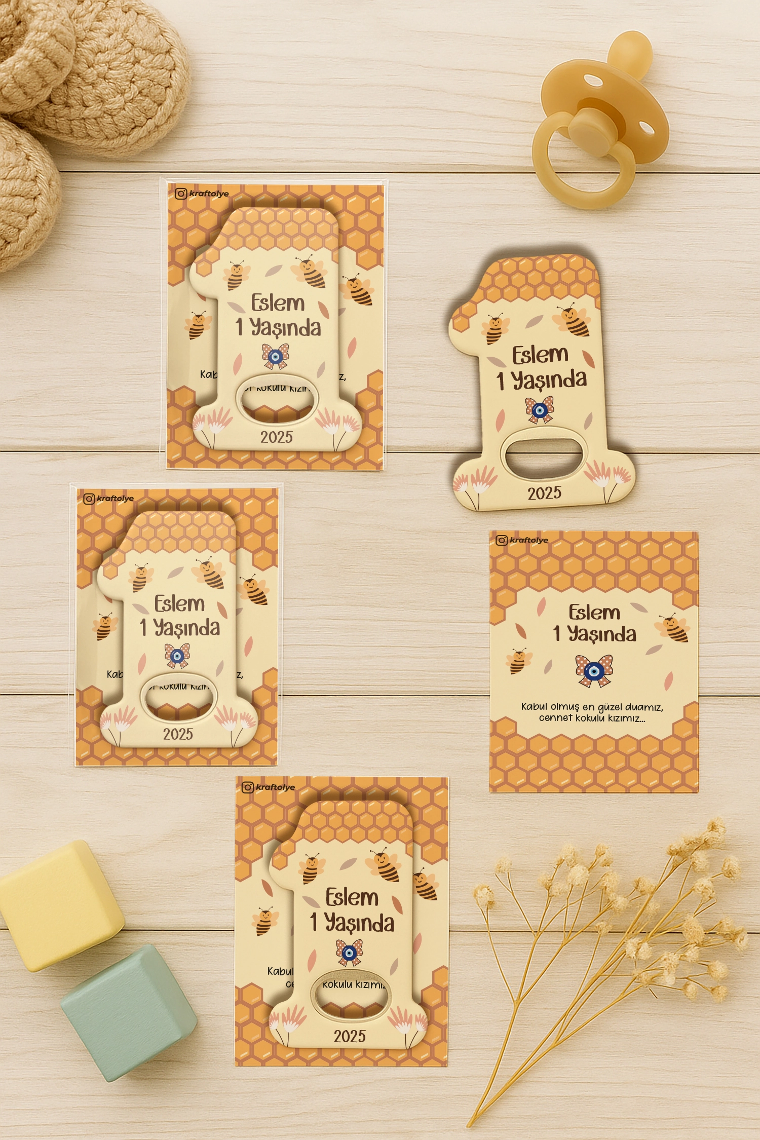 Arı Temalı Kartlı 1 Yaş Açacak Magnet