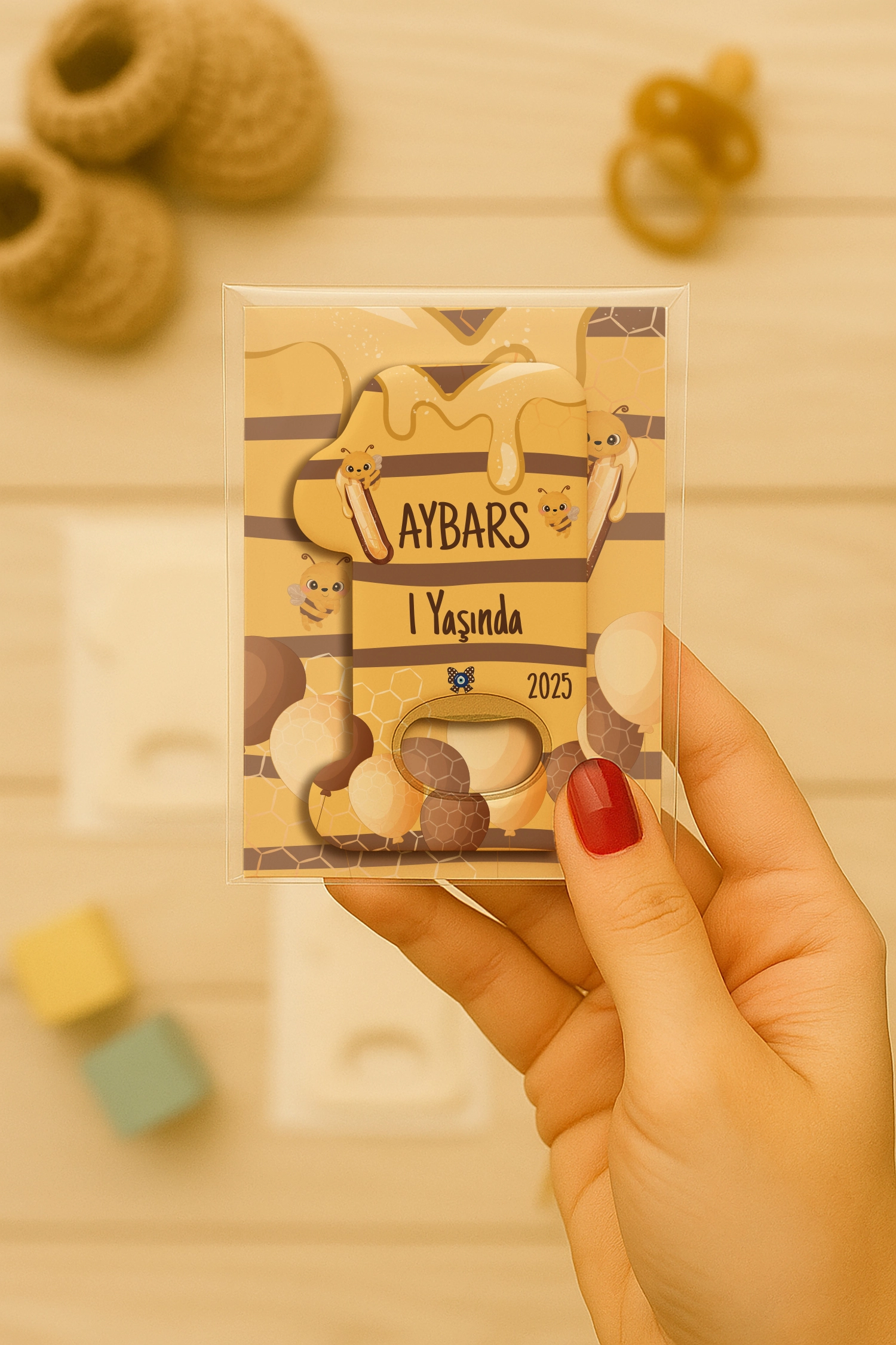 Arı Temalı Kartlı 1 Yaş Açacak Magnet