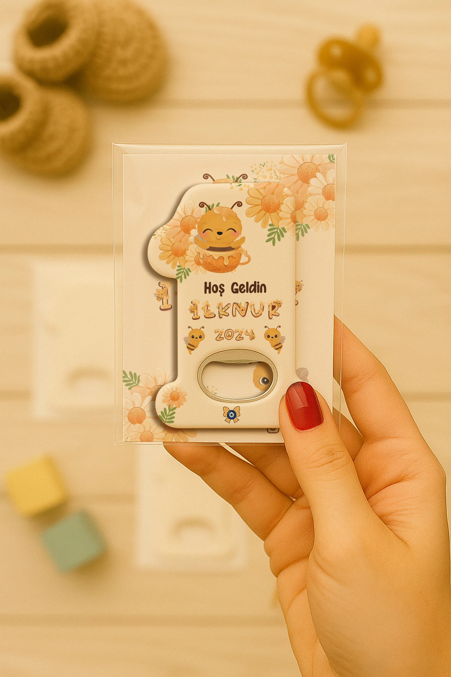 Arı Temalı Kartlı 1 Yaş Açacak Magnet