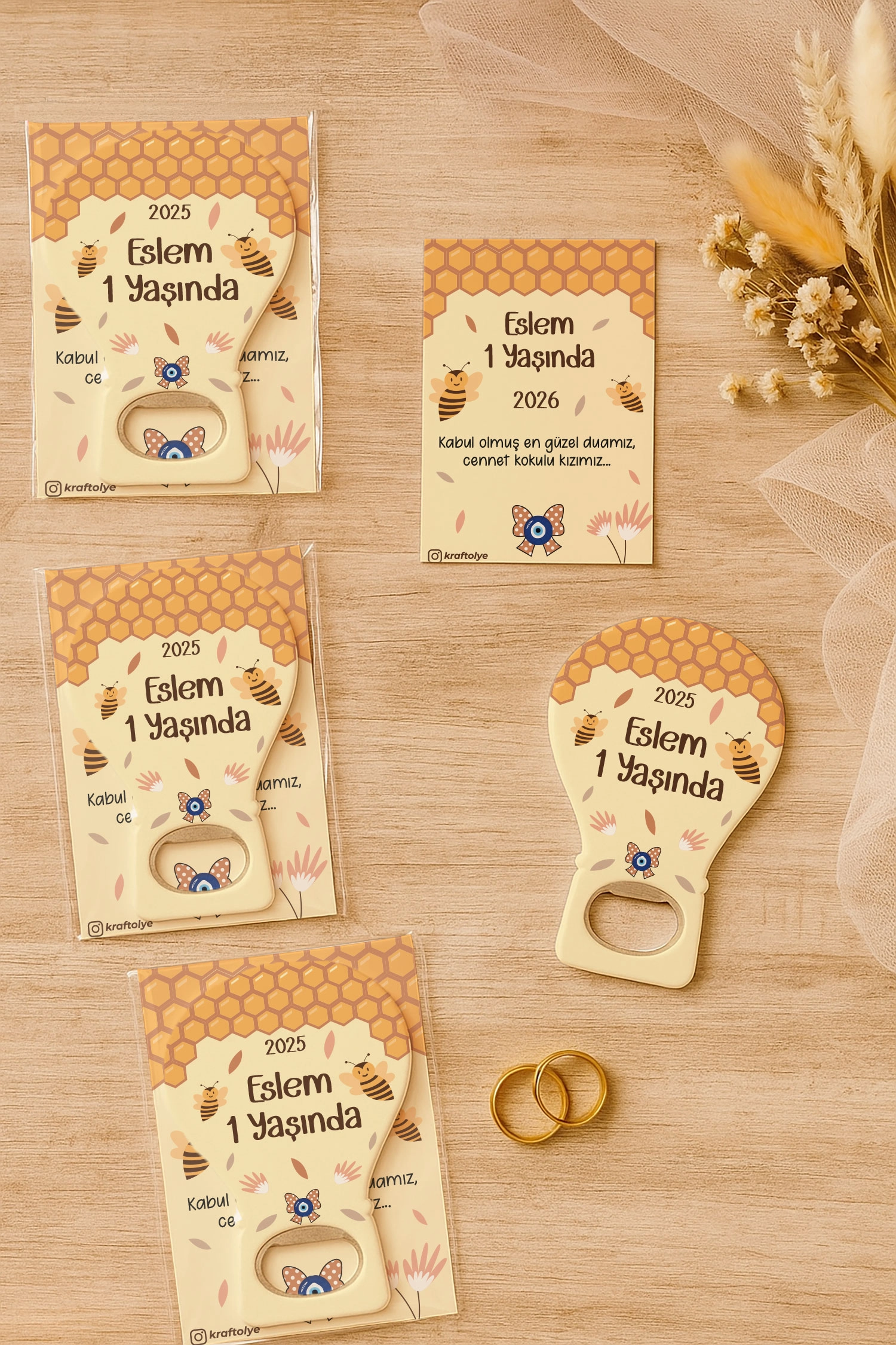 Arı Temalı Kartlı Balon Açacak Magnet