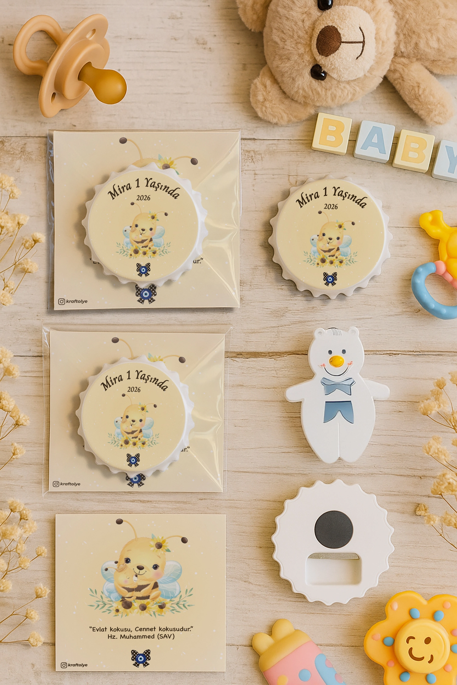 Arı Temalı Kartlı Kapak Açacak Magnet