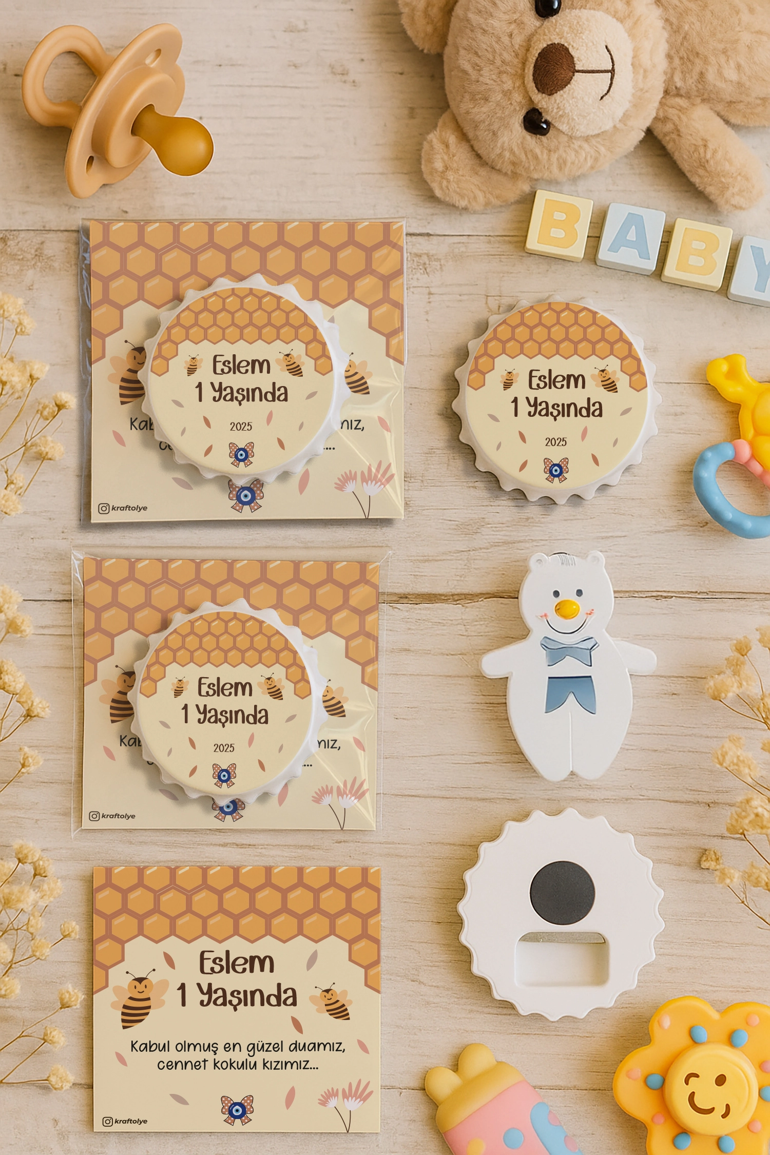 Arı Temalı Kartlı Kapak Açacak Magnet