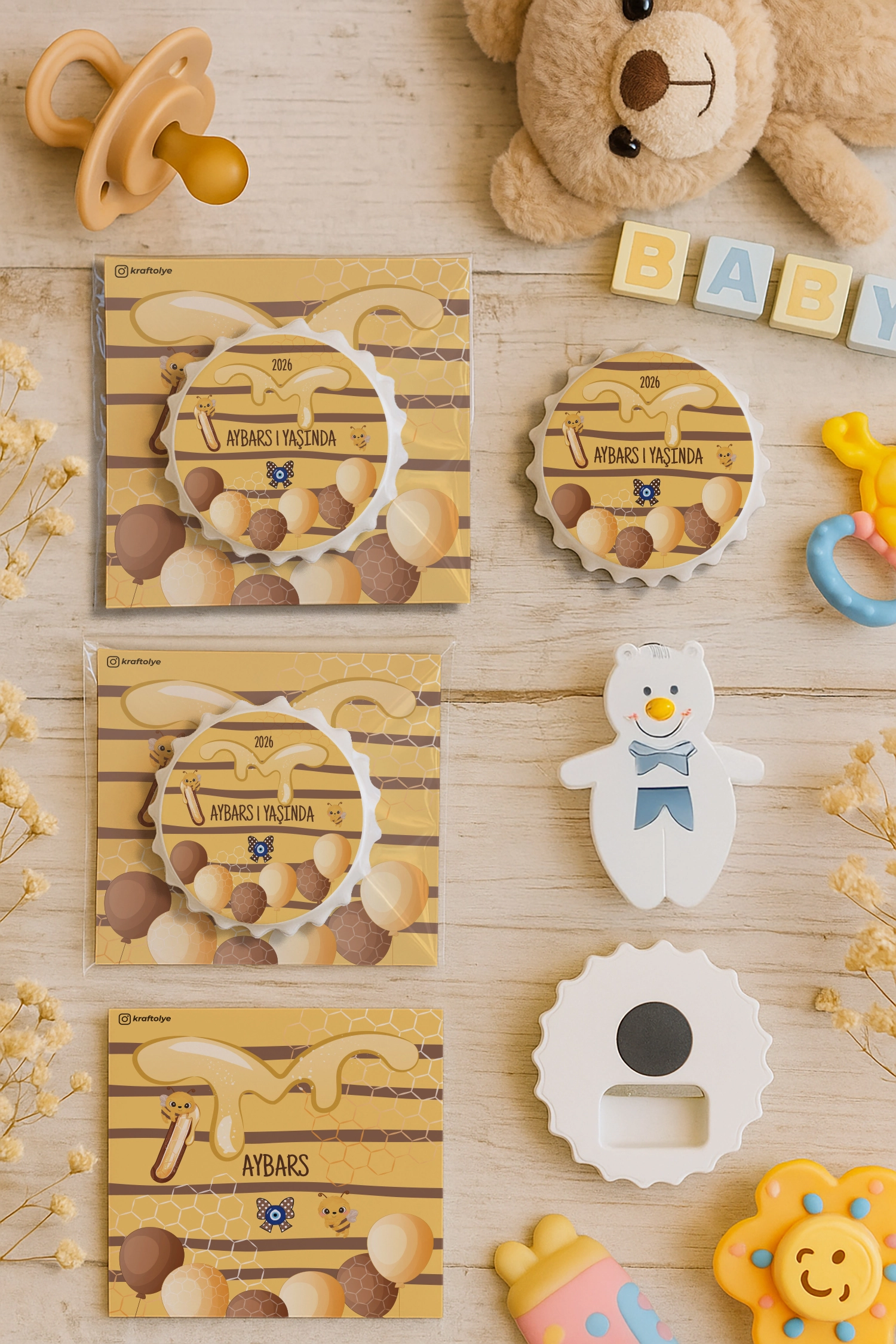 Arı Temalı Kartlı Kapak Açacak Magnet