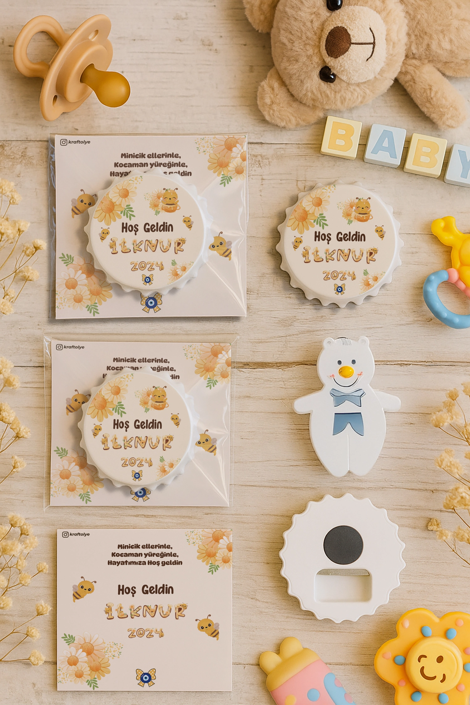 Arı Temalı Kartlı Kapak Açacak Magnet