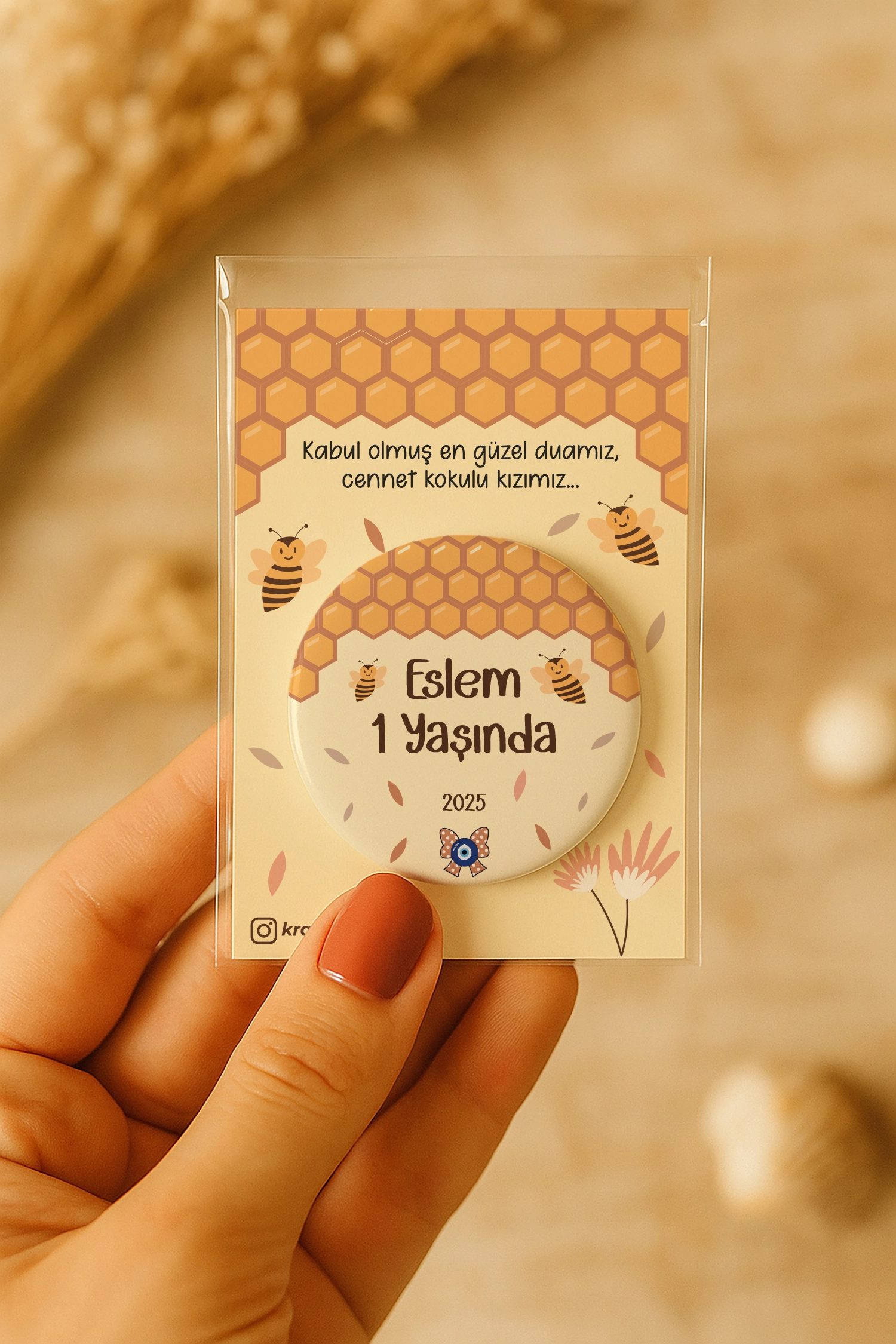 Arı Temalı Kartlı Metal Açacak Magnet