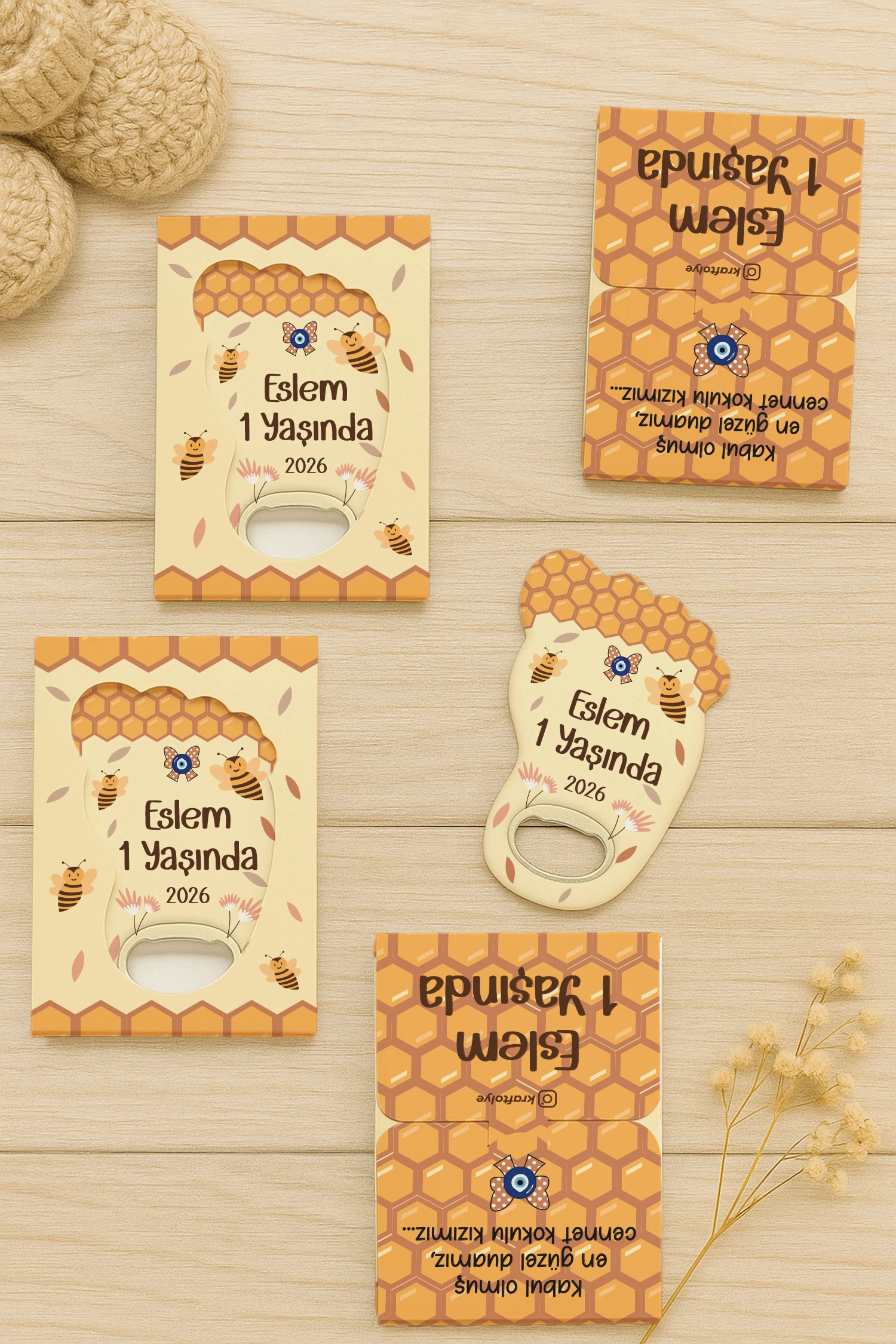 Arı Temalı Kutulu Ayak İzi Açacak Magnet