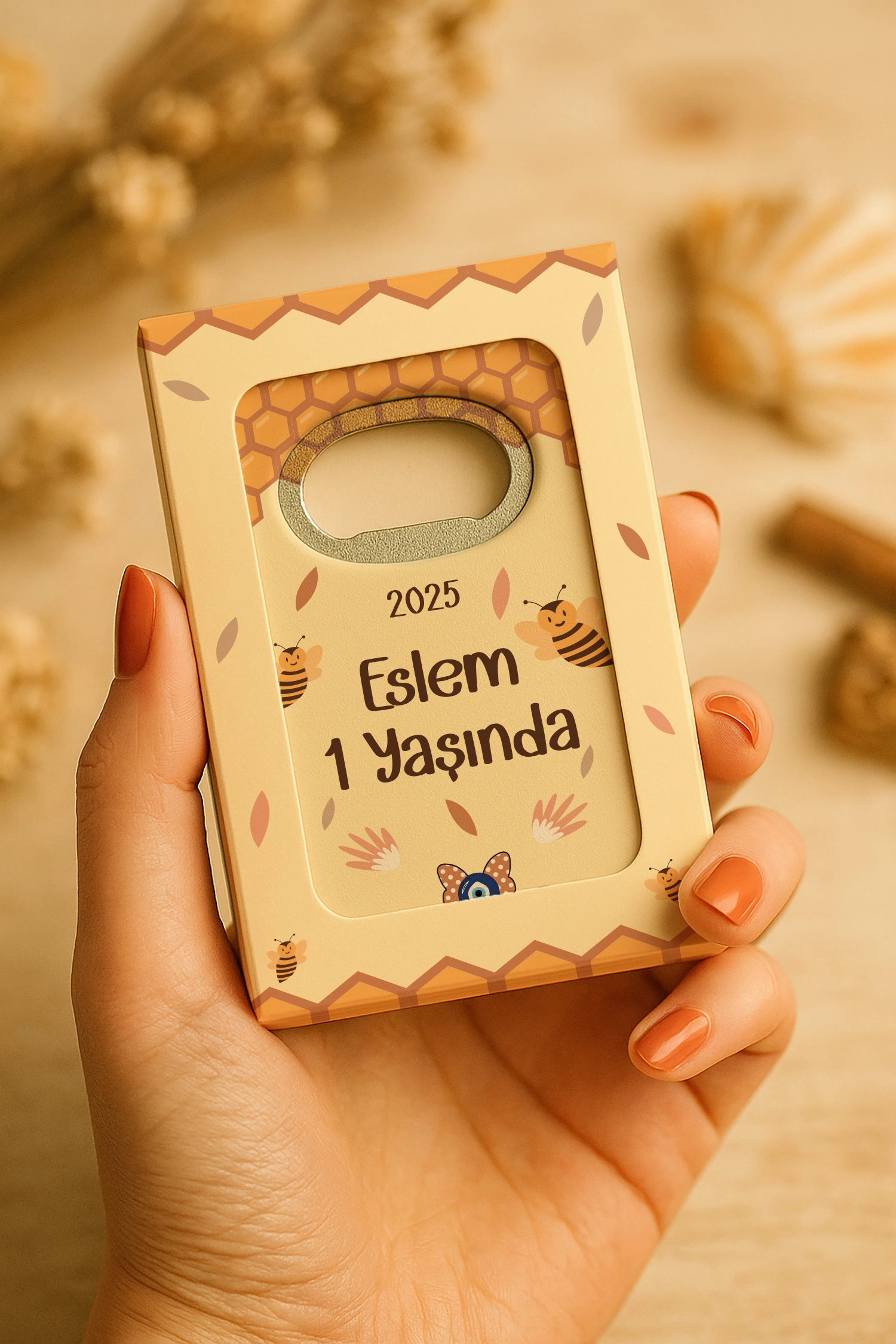 Arı Temalı Kutulu Dikdörtgen Açacak Magnet