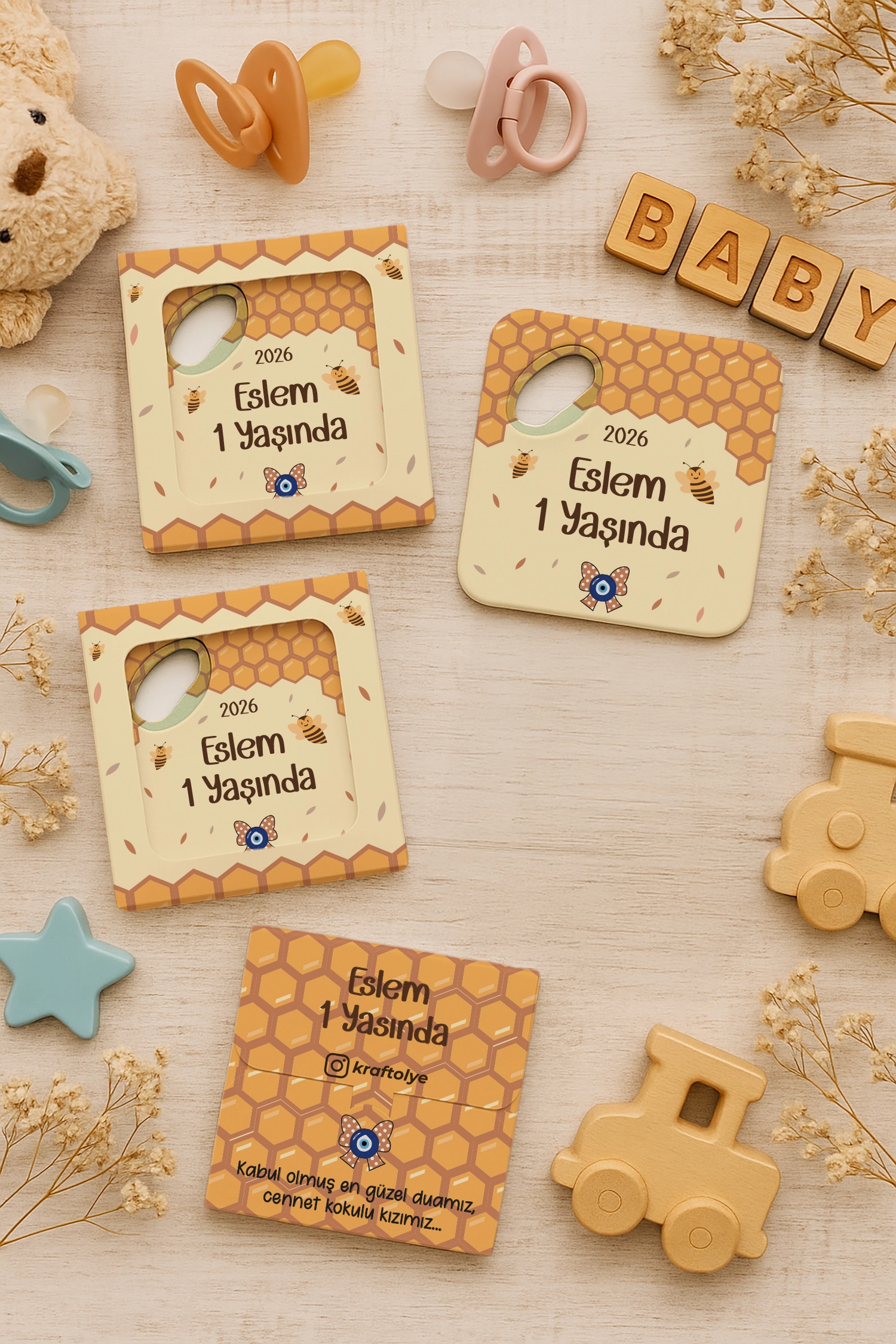 Arı Temalı Kutulu Kare Açacak Magnet