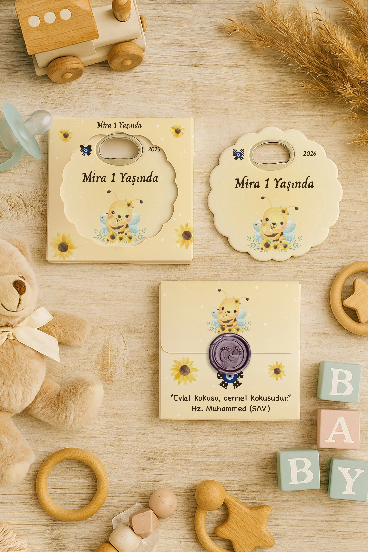 Arı Temalı Mühürlü Papatya Açacak Magnet