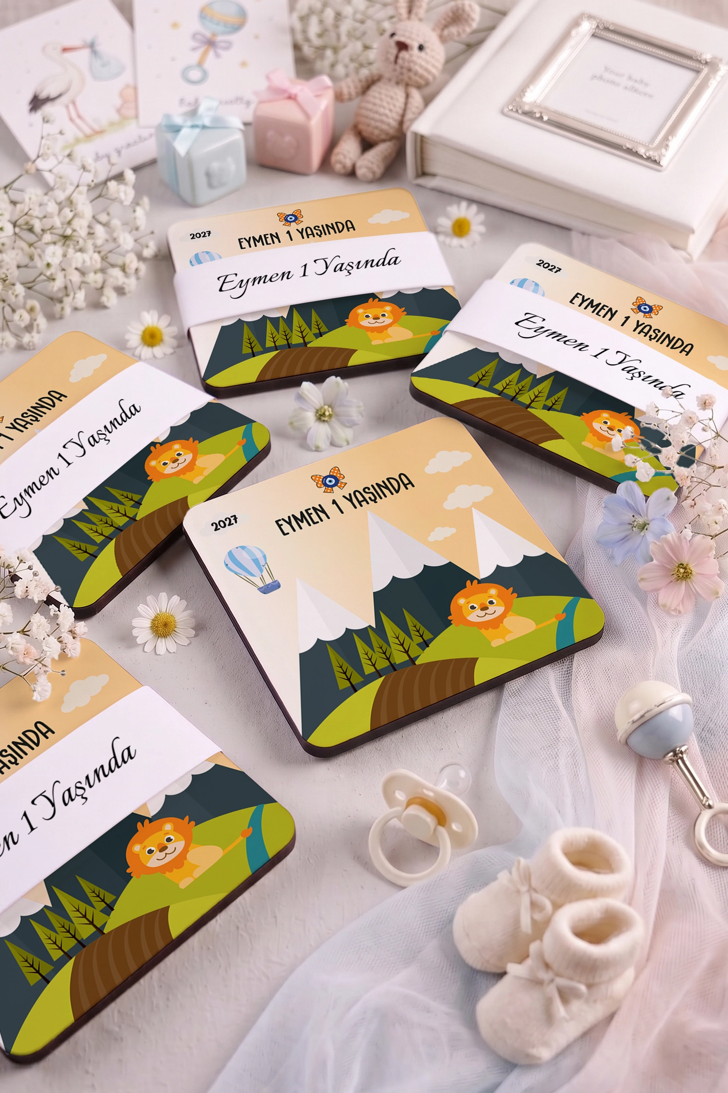 Aslan Temalı Ahşap Bardak Altlığı