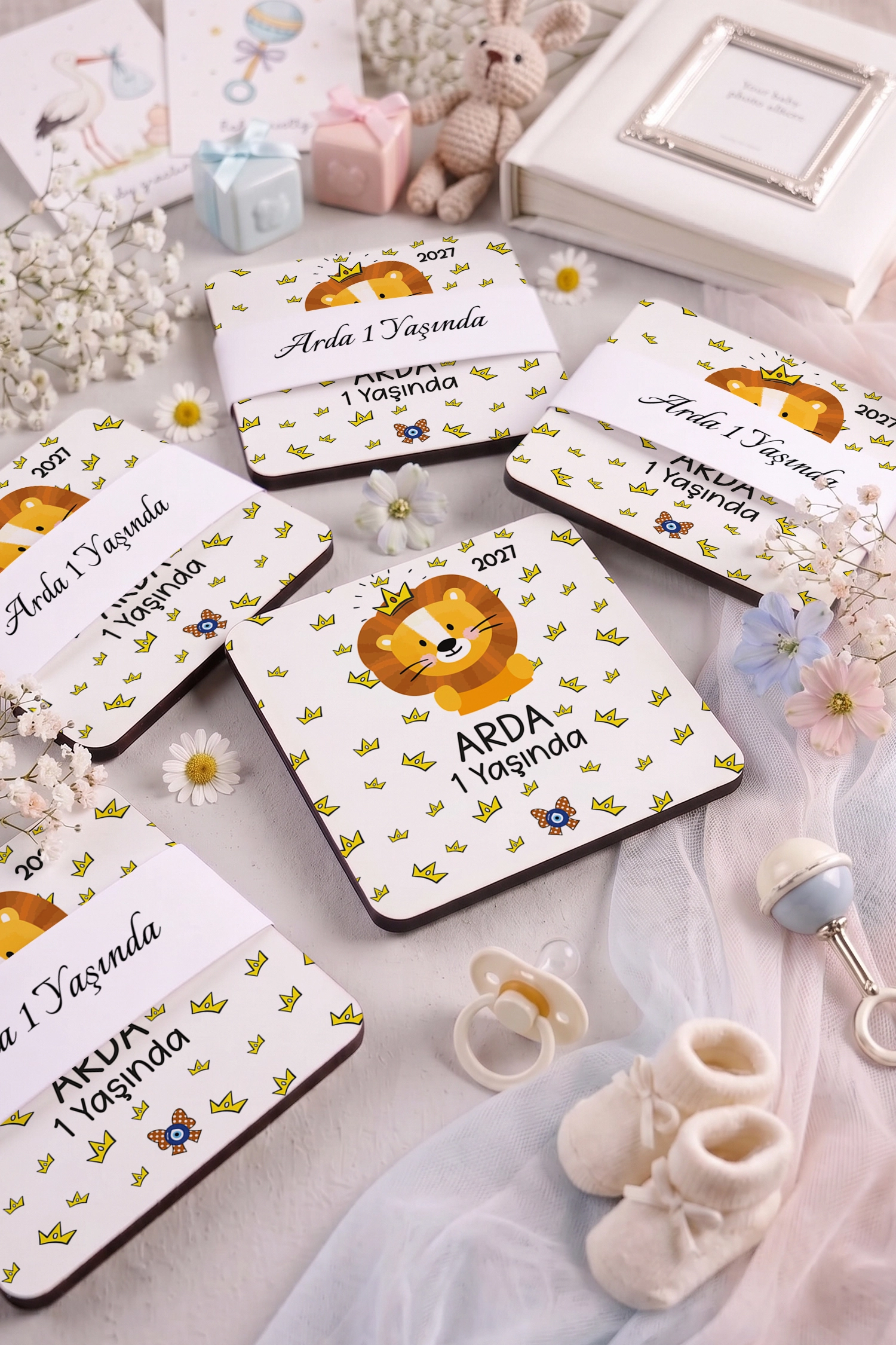 Aslan Temalı Ahşap Bardak Altlığı