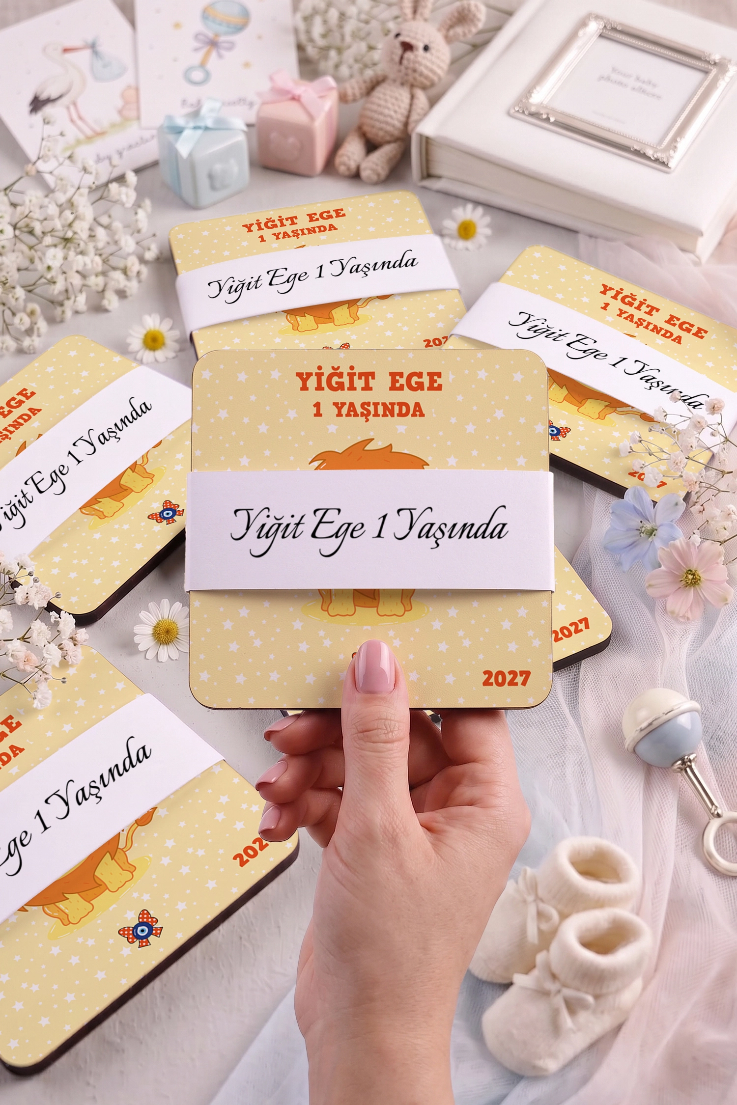 Aslan Temalı Ahşap Bardak Altlığı