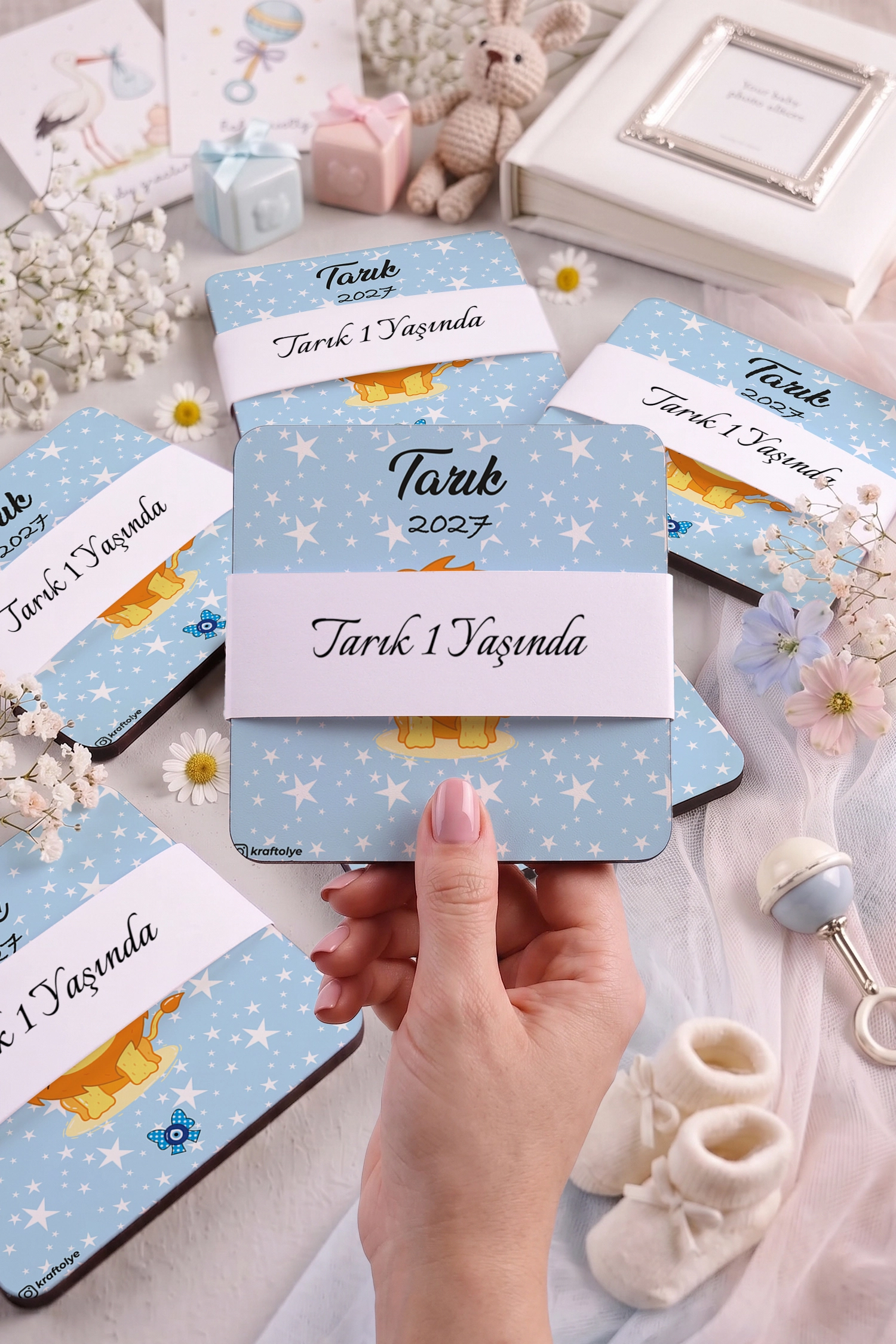 Aslan Temalı Ahşap Bardak Altlığı
