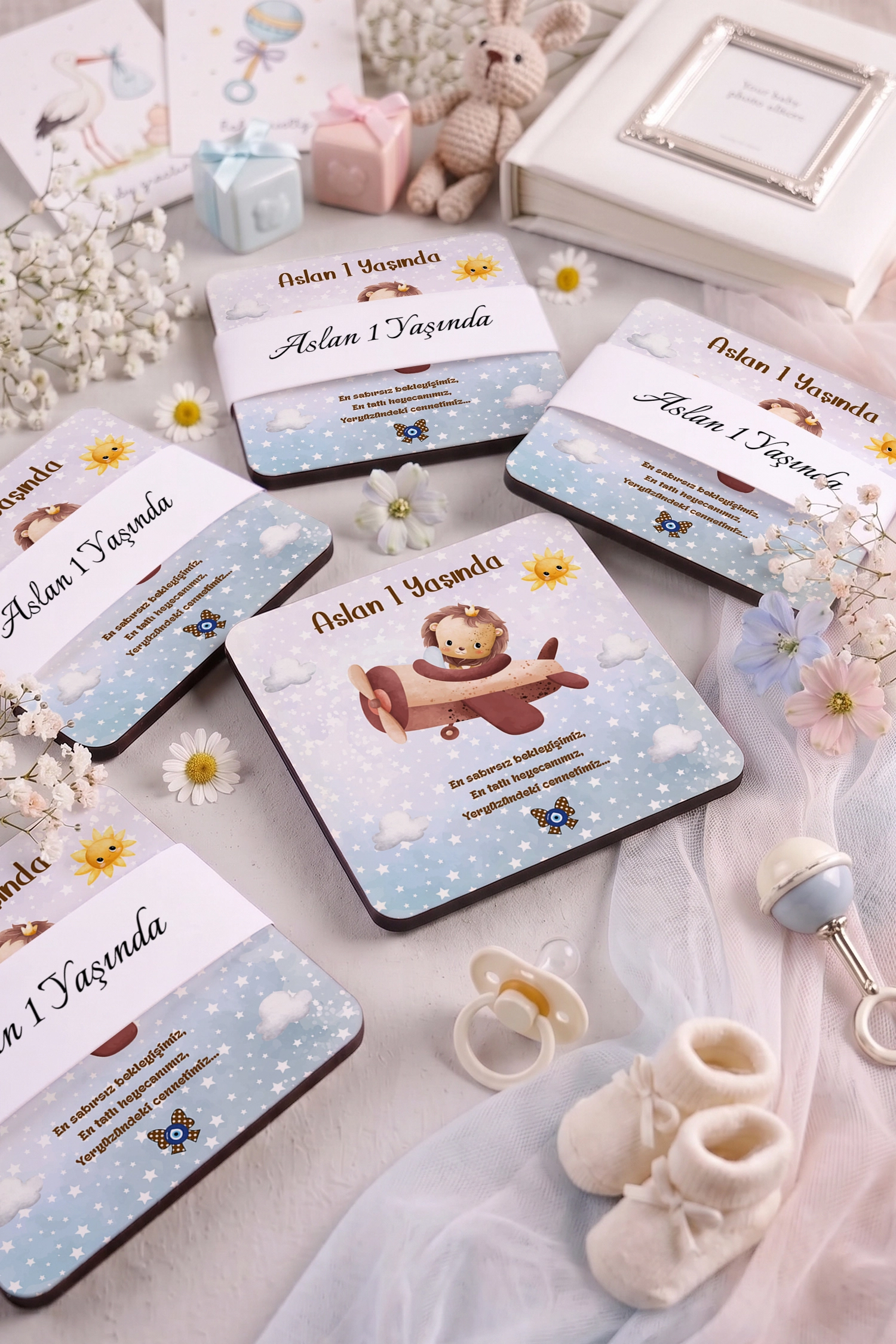 Aslan Temalı Ahşap Bardak Altlığı