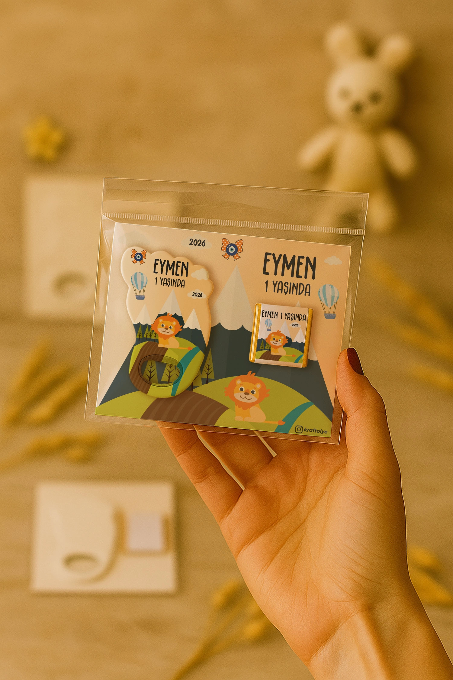 Aslan Temalı Çikolatalı Ayak İzi Açacak Magnet