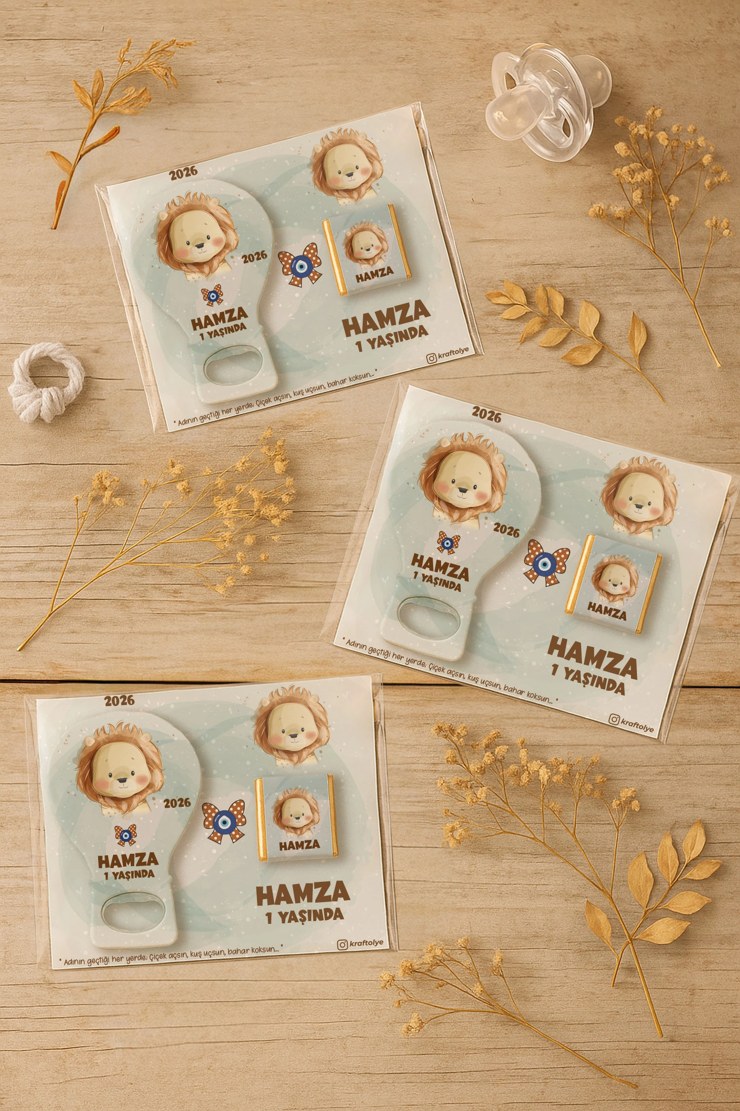 Aslan Temalı Çikolatalı Balon Açacak Magnet