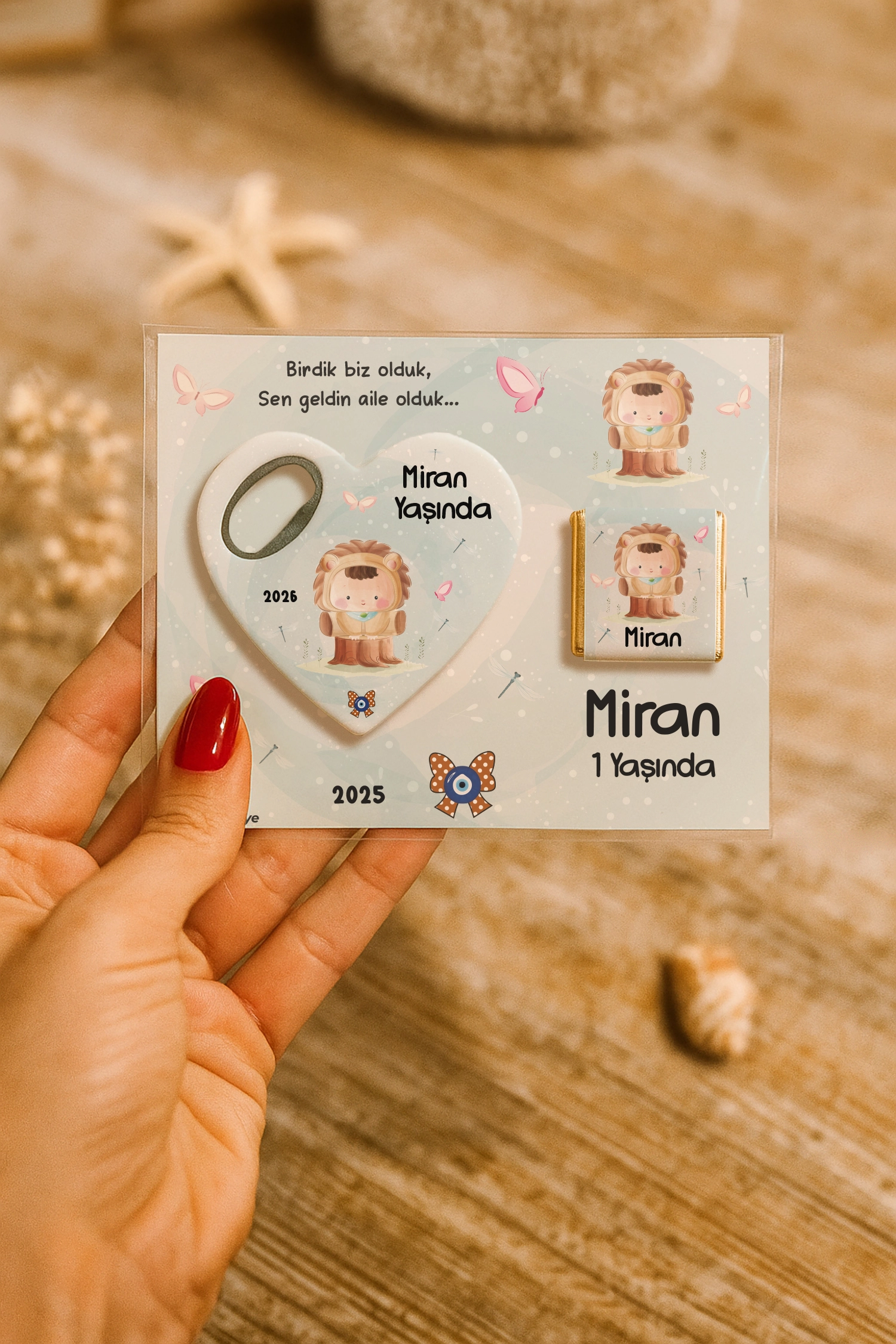 Aslan Temalı Çikolatalı Kalp Açacak Magnet