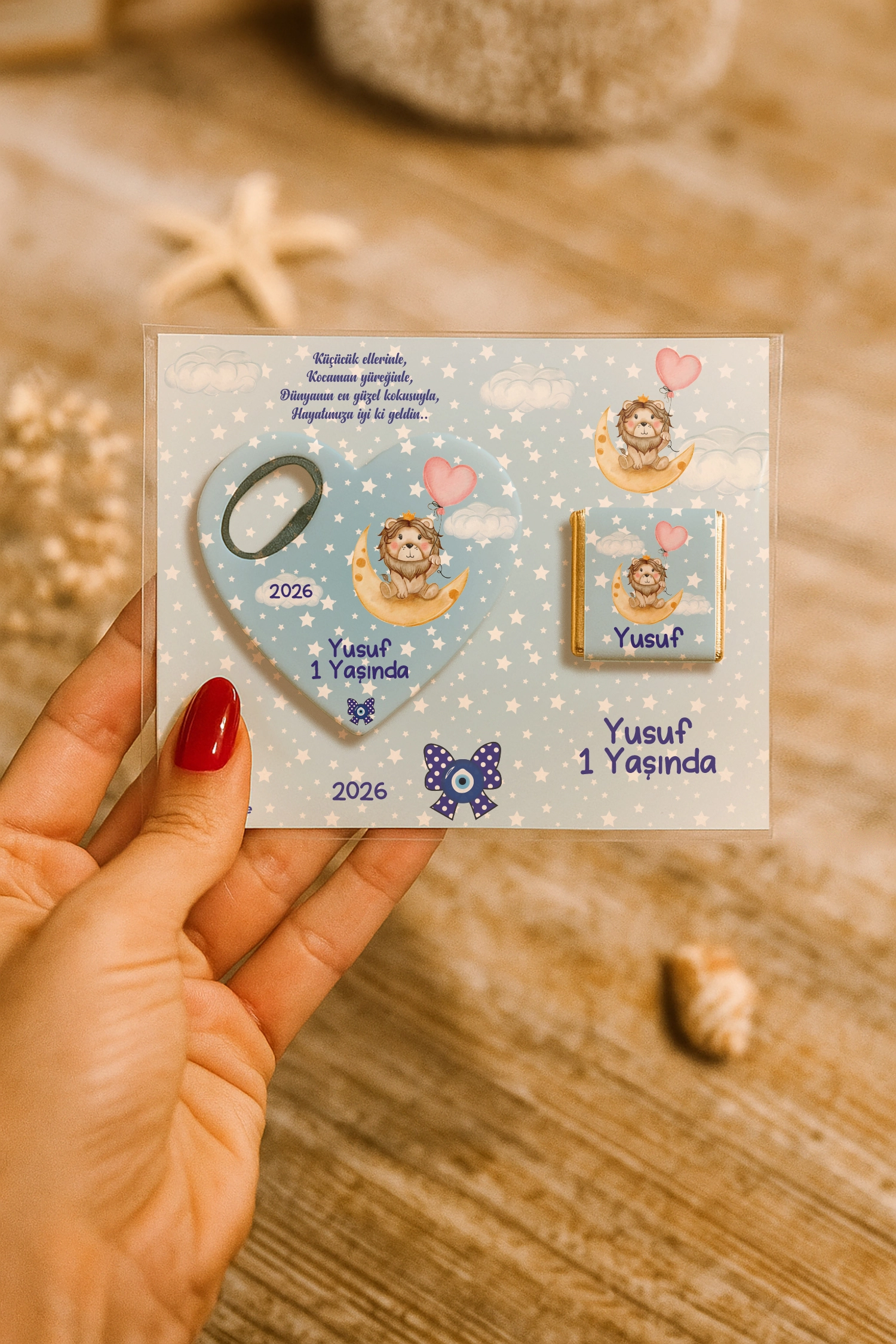 Aslan Temalı Çikolatalı Kalp Açacak Magnet